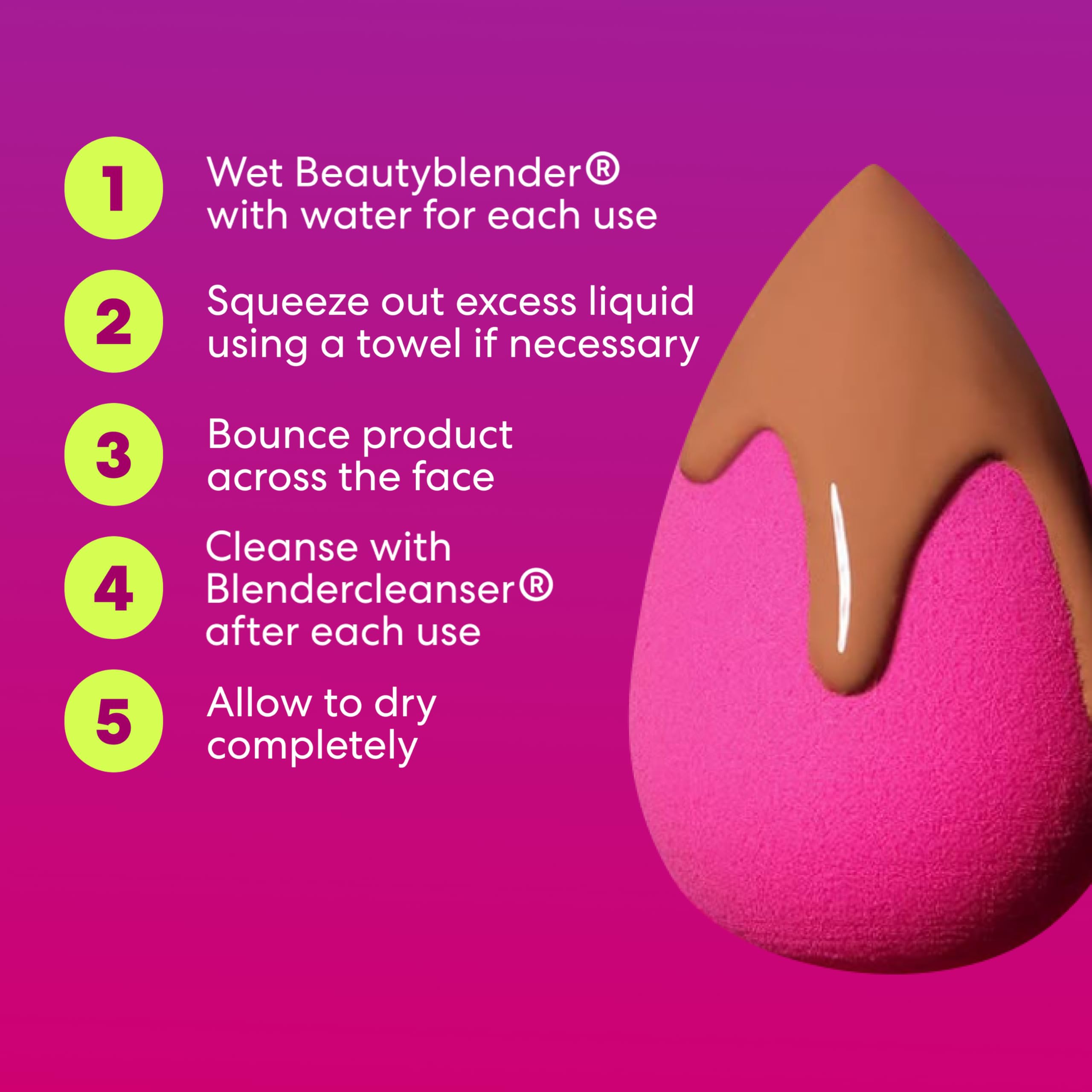 Beautyblender - Original Makeup Applicator Sponge - for Powder Liquid Coverup BB Cream or other Cosmetic Foundation Products - in Pink