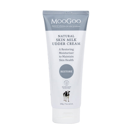 MooGoo Natural Skin Milk Udder Cream - Lightweight Face & Body Moisturizer for Sensitive, Irritated, Dry or Itchy Skin, For All Ages Including Children, 200g/7oz.