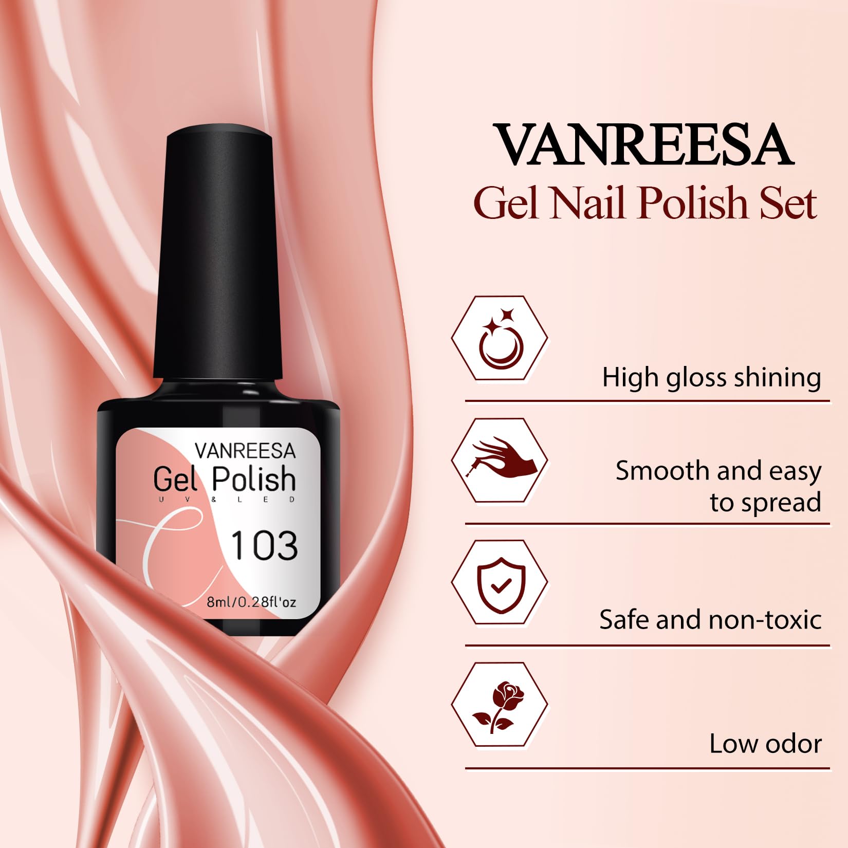 VANREESA 34 PCS Gel Nail Polish Set with Lamp Starter Kit, 18 Colours Gel Nail Kit Classic Popular Pink Red Glitter Soak Off Gels Polish Set with Manicure Tools Nails Salon Set Gifts for Women
