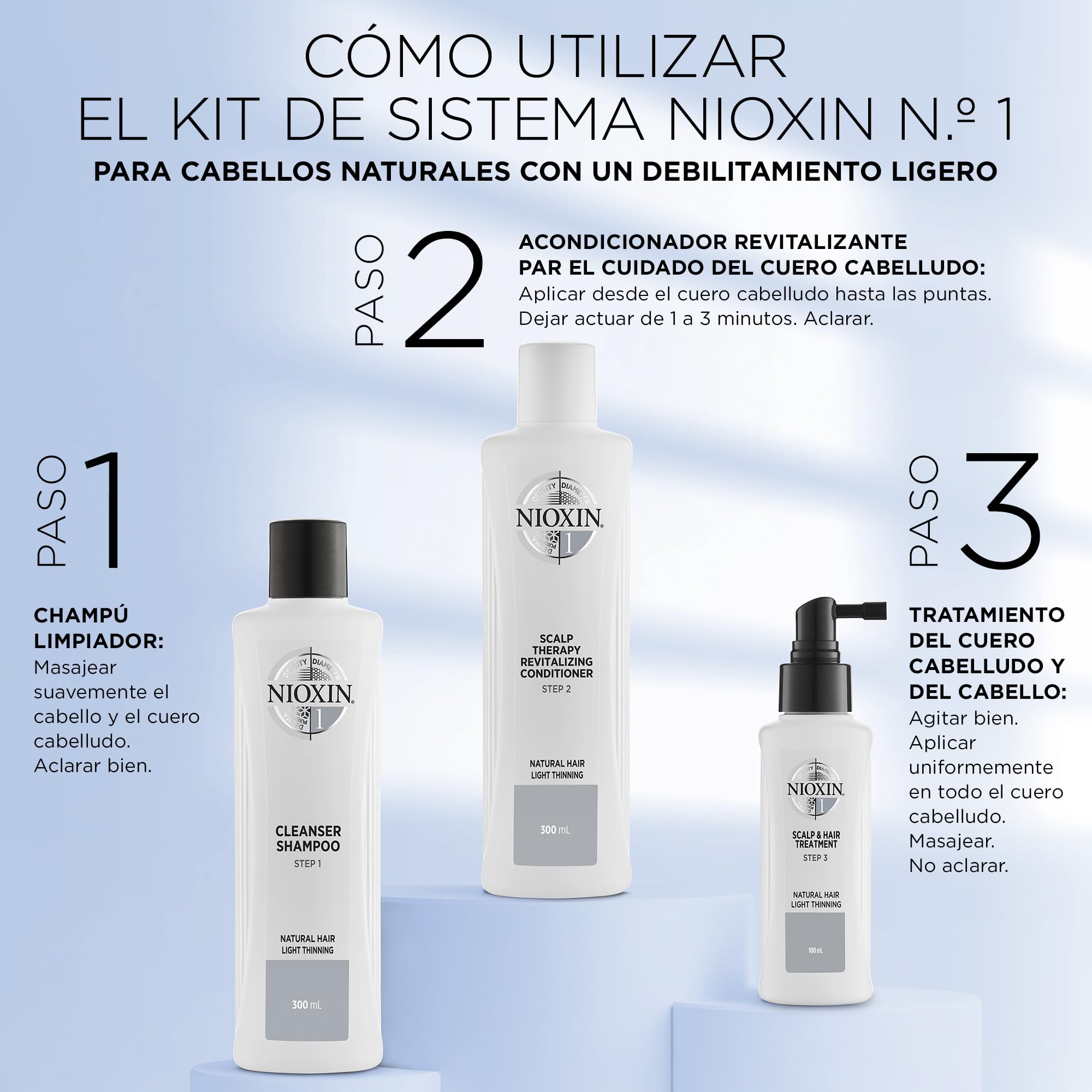 Nioxin 3-Part System | System 1 | Natural Hair with Light Thinning Hair Treatment | Scalp Therapy | Hair Thickening Treatment | Revitalising Conditioner | 1000 ml