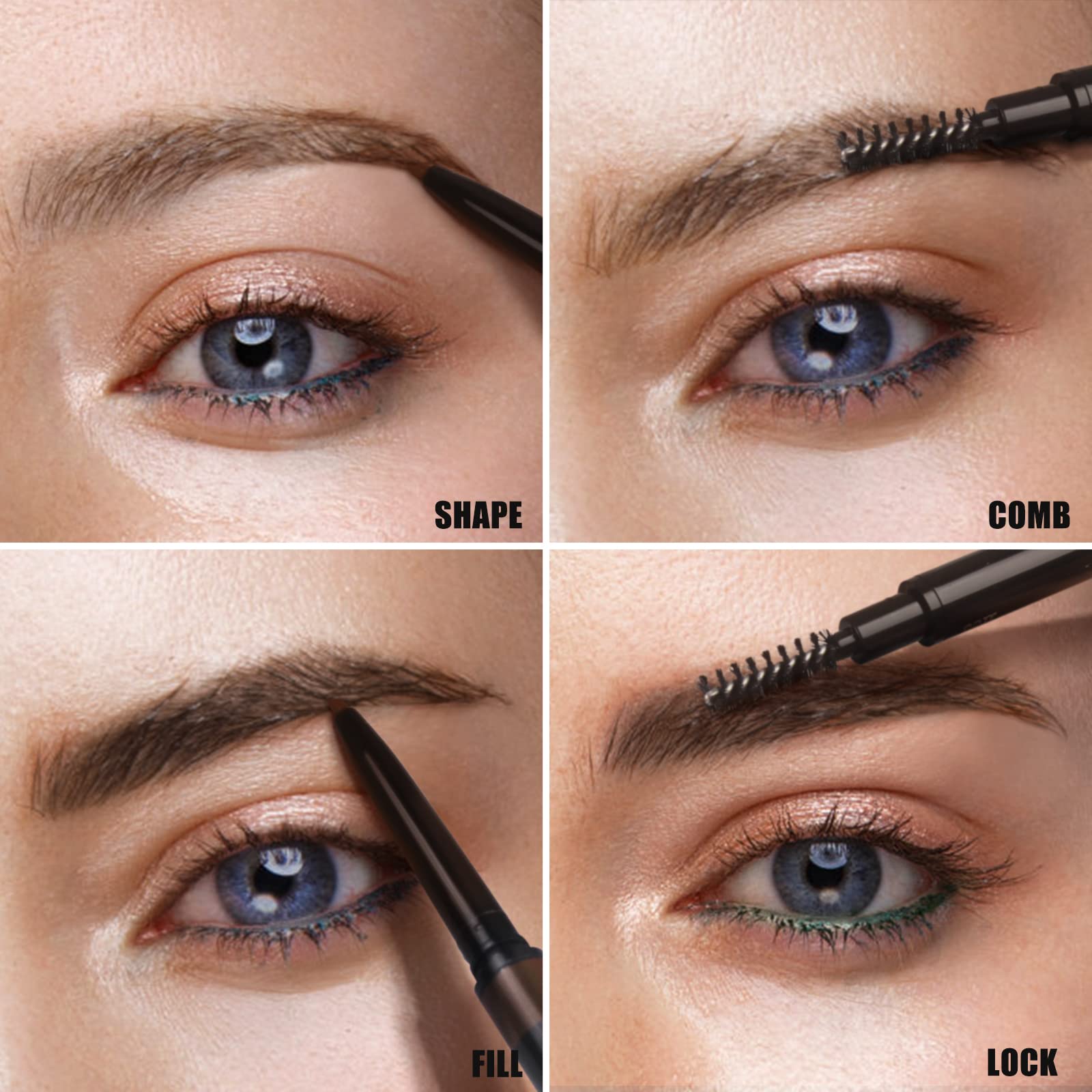 Eyebrow Pencil,Ultrafine Tip,Eyebrow Pencil Waterproof And Long-Lasting,Eyebrow Pen Dual-Sided,Shapes, Defines,With Eyebrow Brush(103#Dark Brown)