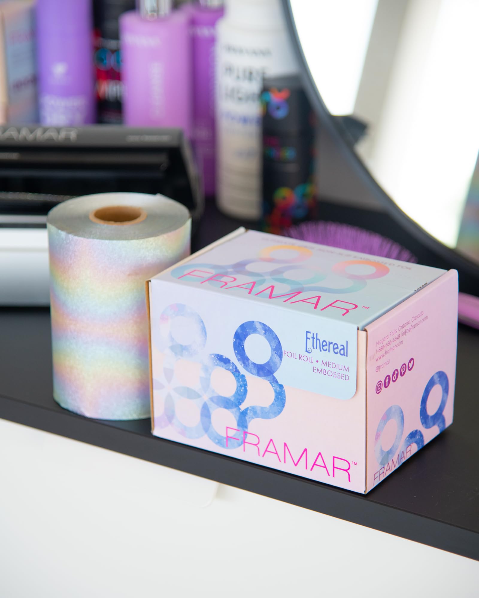 Framar Ethereal Embossed Roll Hair Foil, Hair Foils for Highlighting, Foils for Highlights, Hairdressing Foil for Hair Highlights, Highlighting Foil, Framar Foil Sheets, Hair Foils for Colouring – 320