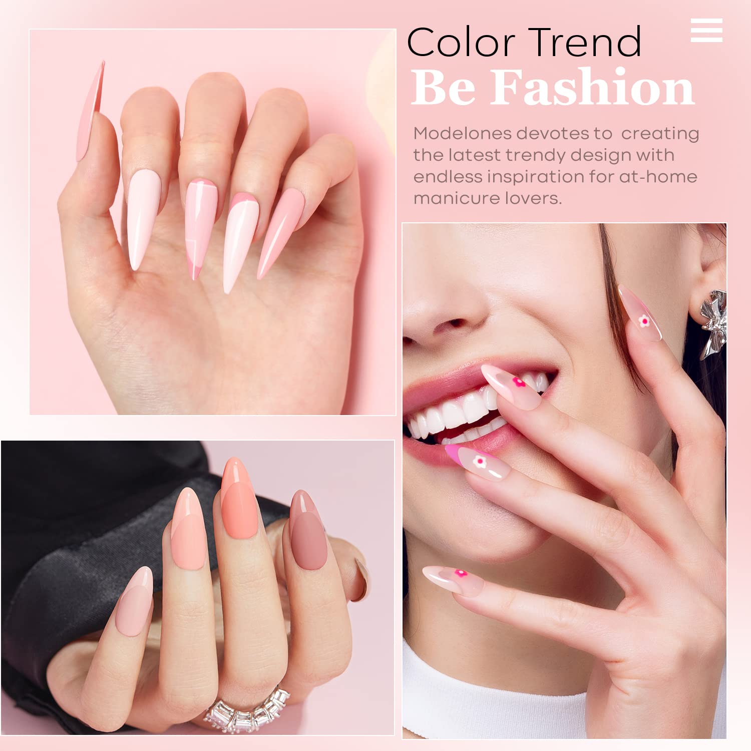 Modelones Gel Nail Kit with 48W Lamp - 12 Colors Pink Gel Nail Polish Set with Lamp Starter Kit, UV LED Nail Lamp, Glossy & Matte Top and Base Coat, Manicure Tools for Beginner DIY at Home
