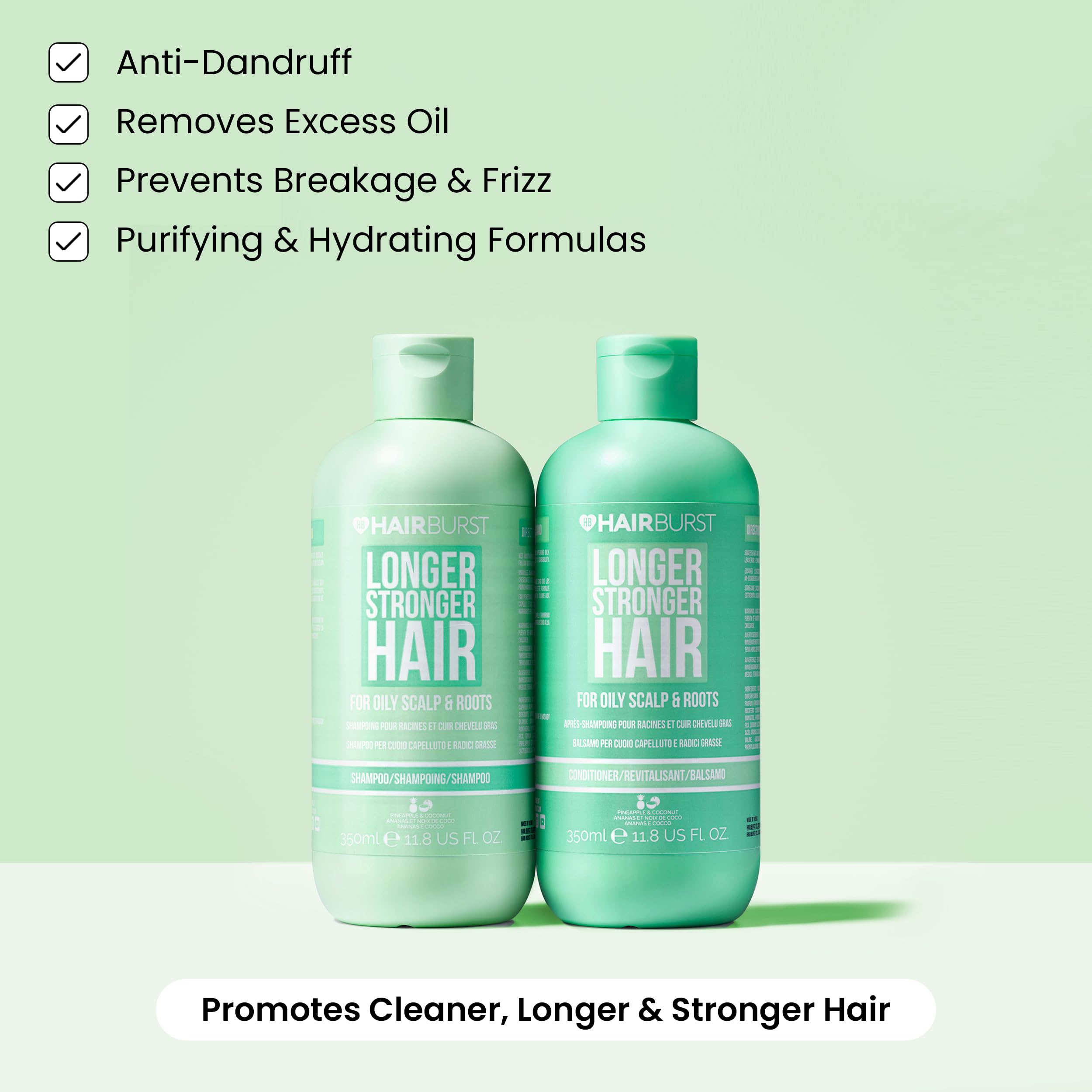 HAIR BURST Shampoo & Conditioner Set for Oily Hair — Deep Cleansing, Purifying & Hydrating with Tropical Aroma - Promotes Growth, Reduces Hair Loss-Free of SLS, Silicones & Parabens - Made in UK