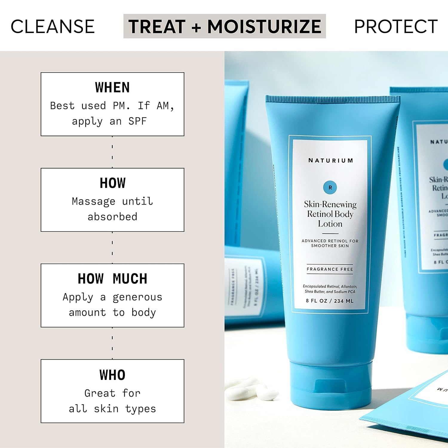 Naturium Skin-Renewing Retinol Body Lotion, Advanced Firming Anti-Ageing Skin Care, with Encapsulated Retinol & Shea Butter | 8 FL OZ / 234 ML