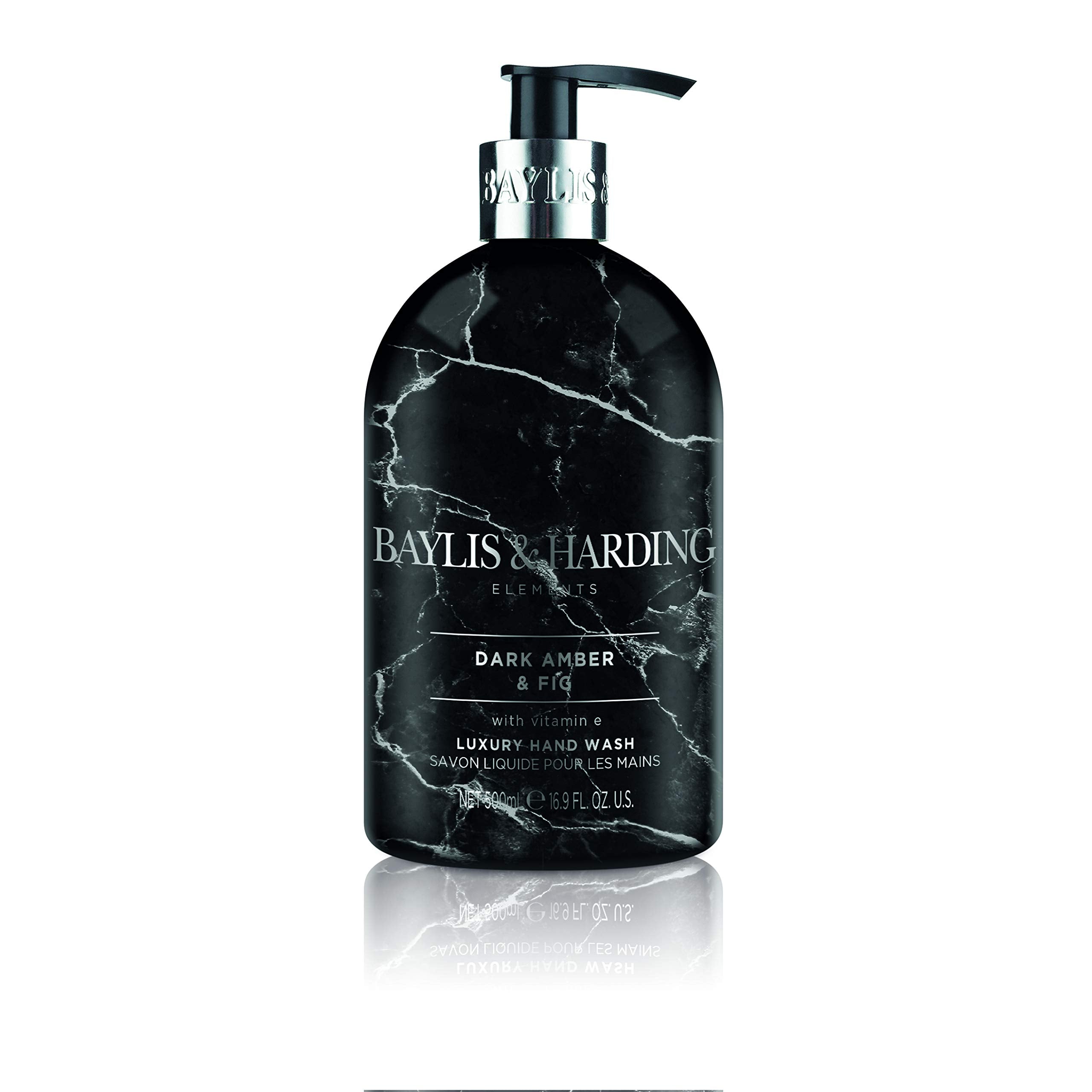 Baylis & Harding Liquid Hand Soap Wash with Dispenser, Elements, Dark Amber & Fig, 16.9oz/500ml (3-Pack)