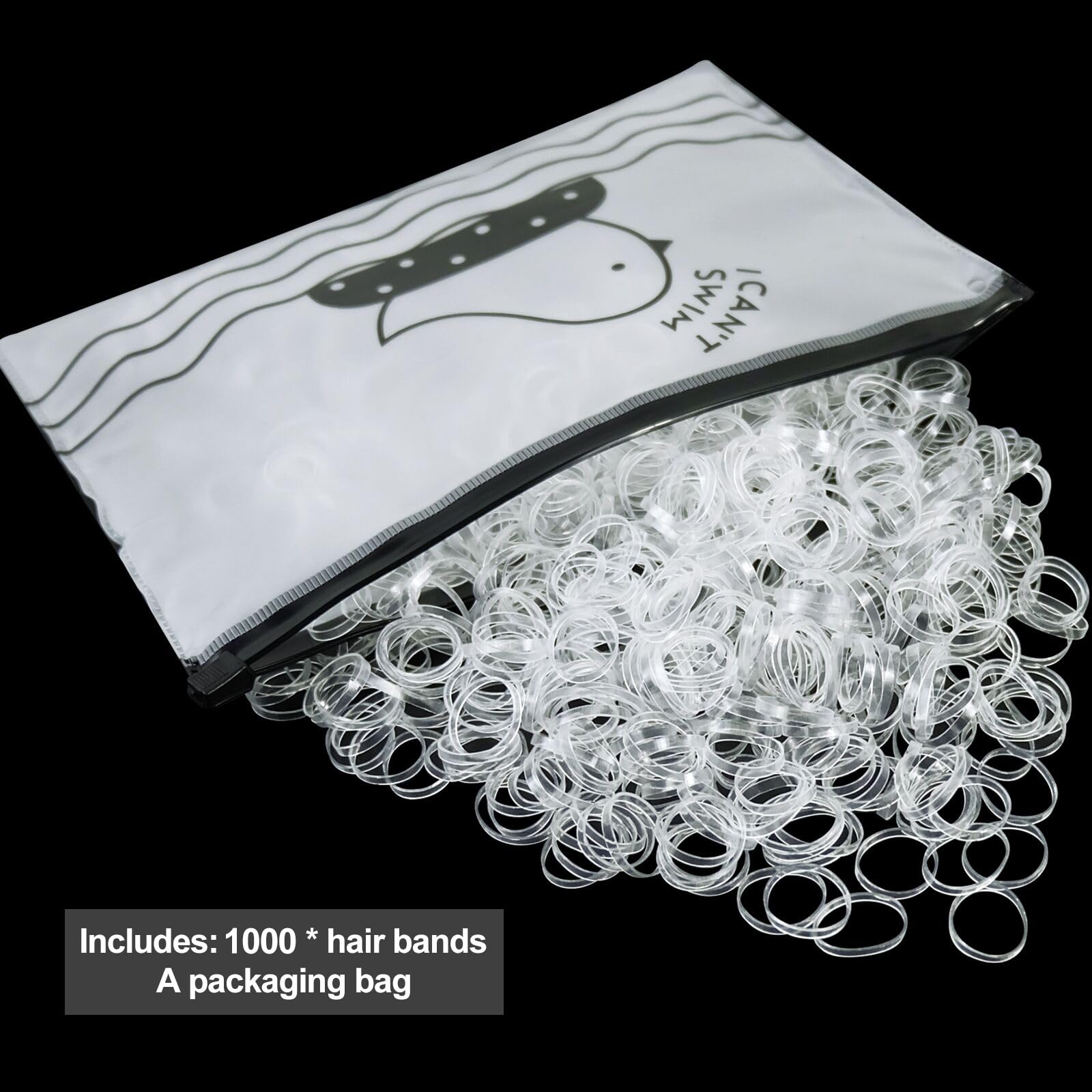 Hanyoushengvance Clear Elastic Hair Bands,1100 Mini Rubber Bands,Soft Hair Elastics Ties Bands