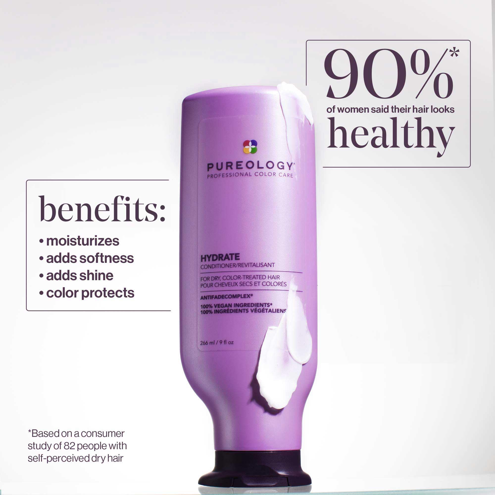 Pureology Hydrate, Moisturising Conditioner, For Medium to Thick Dry, Colour Treated Hair, Vegan Formulas, Sulphate Free for a Gentle Cleanse