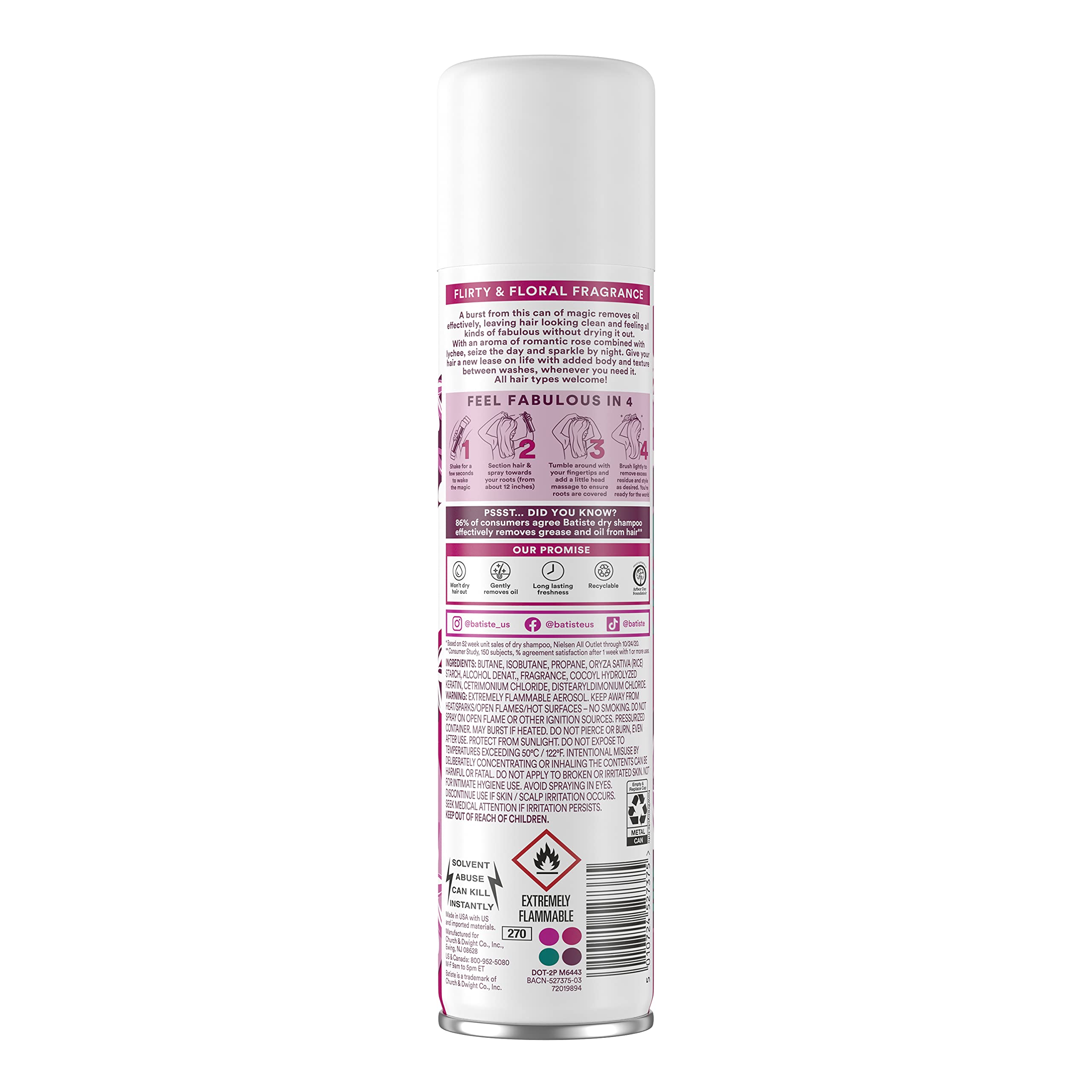 Batiste Dry Shampoo, Blush Fragrance, 3 Count