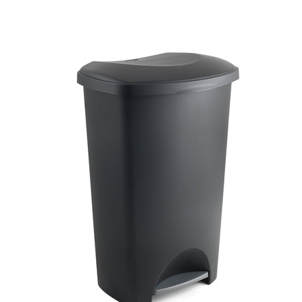 Addis Eco Made from 100% Plastic Family Kitchen Pedal Bin, 50 Litre, All Black Recycled