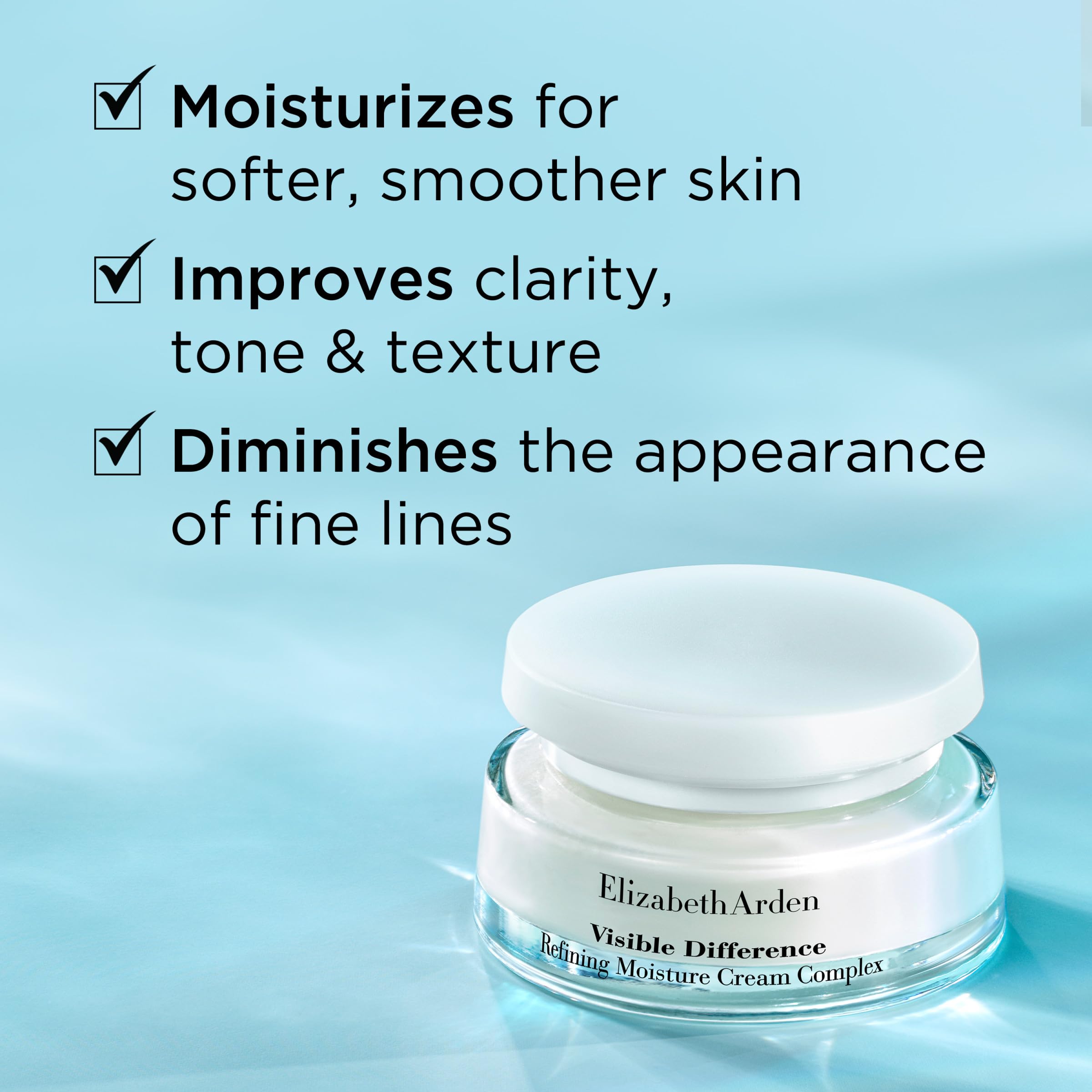 Elizabeth Arden Visible Difference Refining Moisture Cream Complex, Daily Face Moisturizer, Prevents Hydration Loss, Dermatologist and Clinically Tested, 2.5 Oz