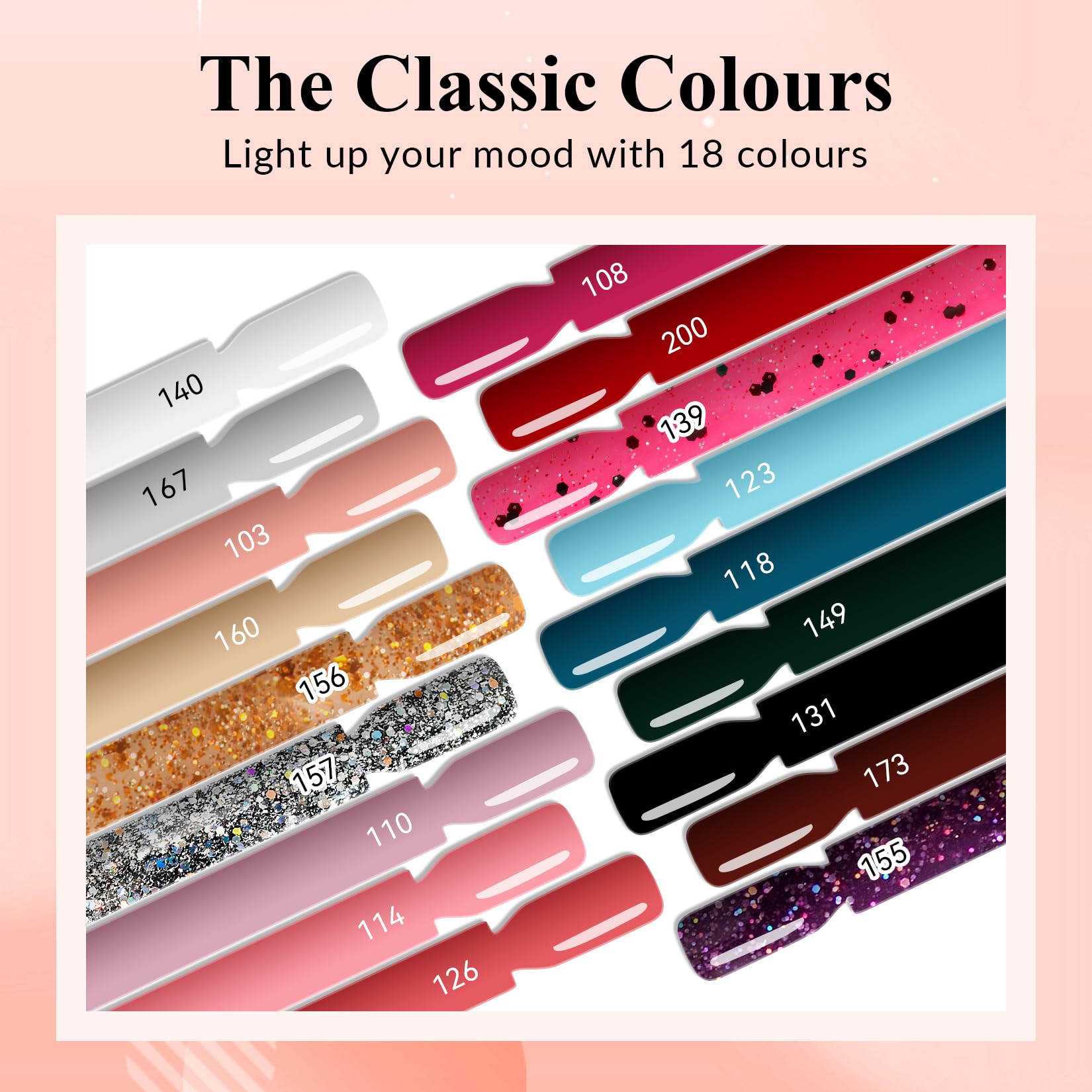 VANREESA 34 PCS Gel Nail Polish Set with Lamp Starter Kit, 18 Colours Gel Nail Kit Classic Popular Pink Red Glitter Soak Off Gels Polish Set with Manicure Tools Nails Salon Set Gifts for Women