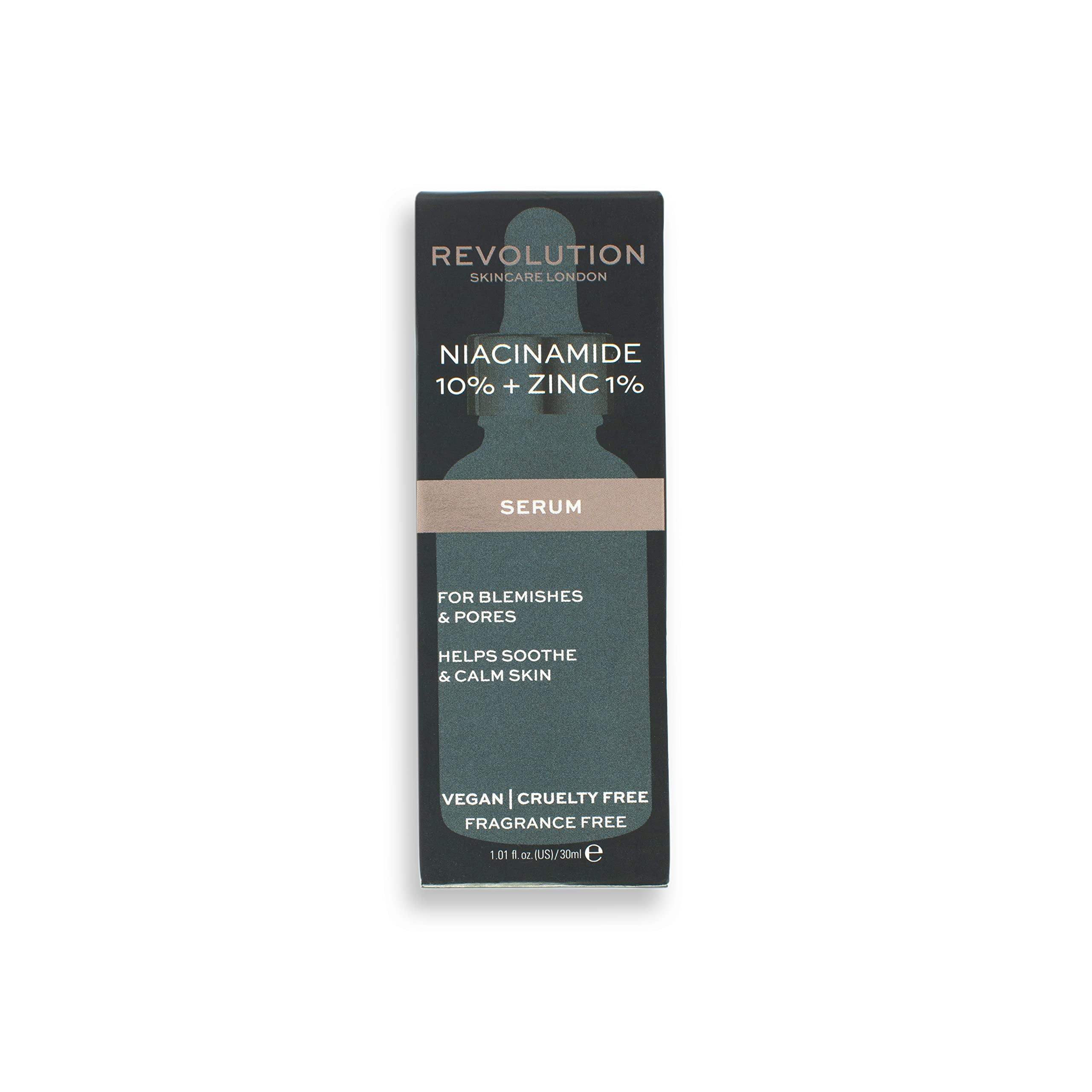 Revolution Skincare London, 10% Niacinamide + 1% Zinc Serum, Tackles Blemishes, Minimises Pore Appearance, Face Serum, 30 ml
