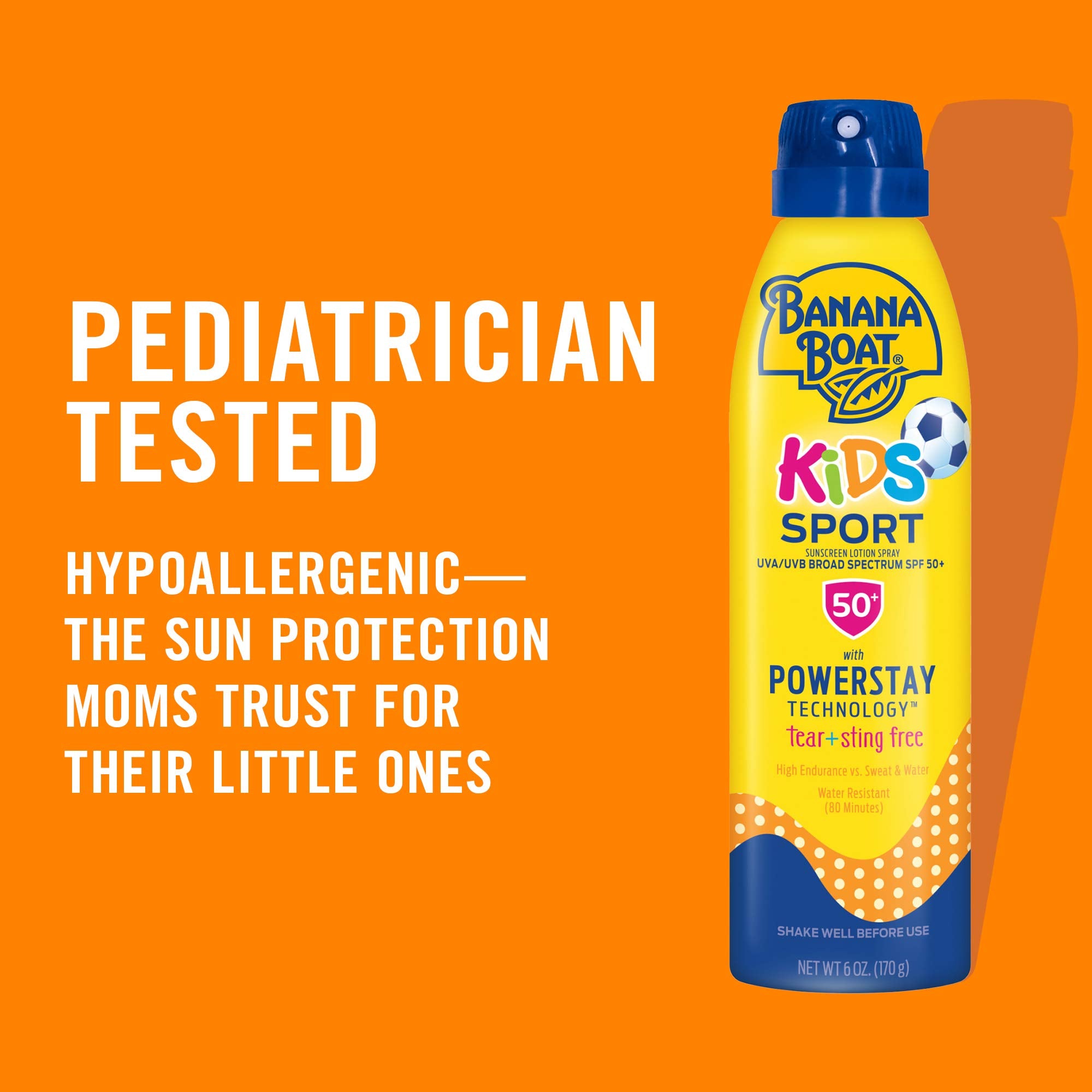 Banana Boat Sunscreen Kids Sport, Tear-Free Broad Spectrum Sunscreen Spray - SPF 50-6 Ounce Twin Pack