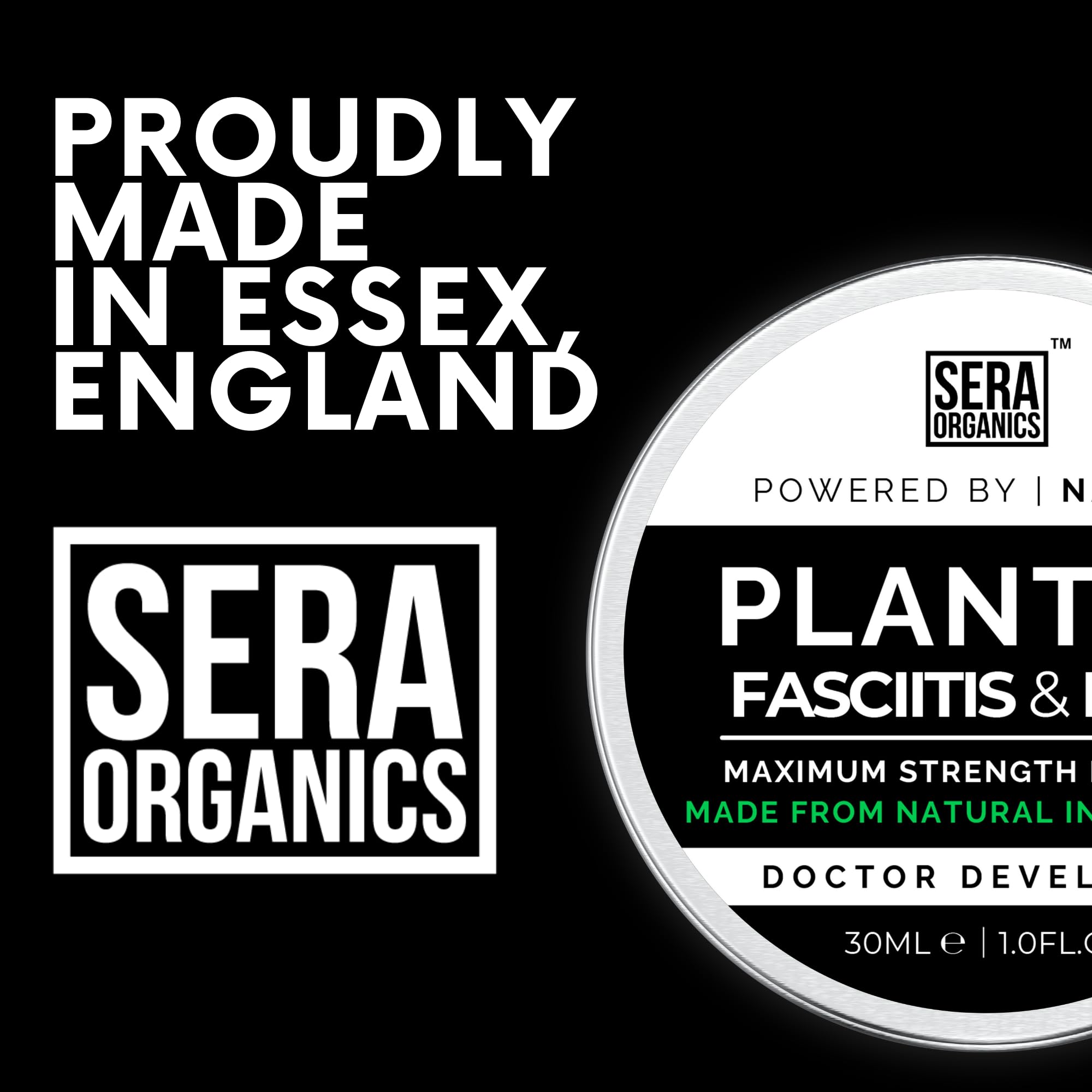 Plantar Fasciitis Relief & Heel Treatment | Maximum Strength Soothing Cream for Feet & Heel All-Natural Formula, Effective Soothing Plantar Fasciitis Relief - Made In the UK (30g) By Sera Organics