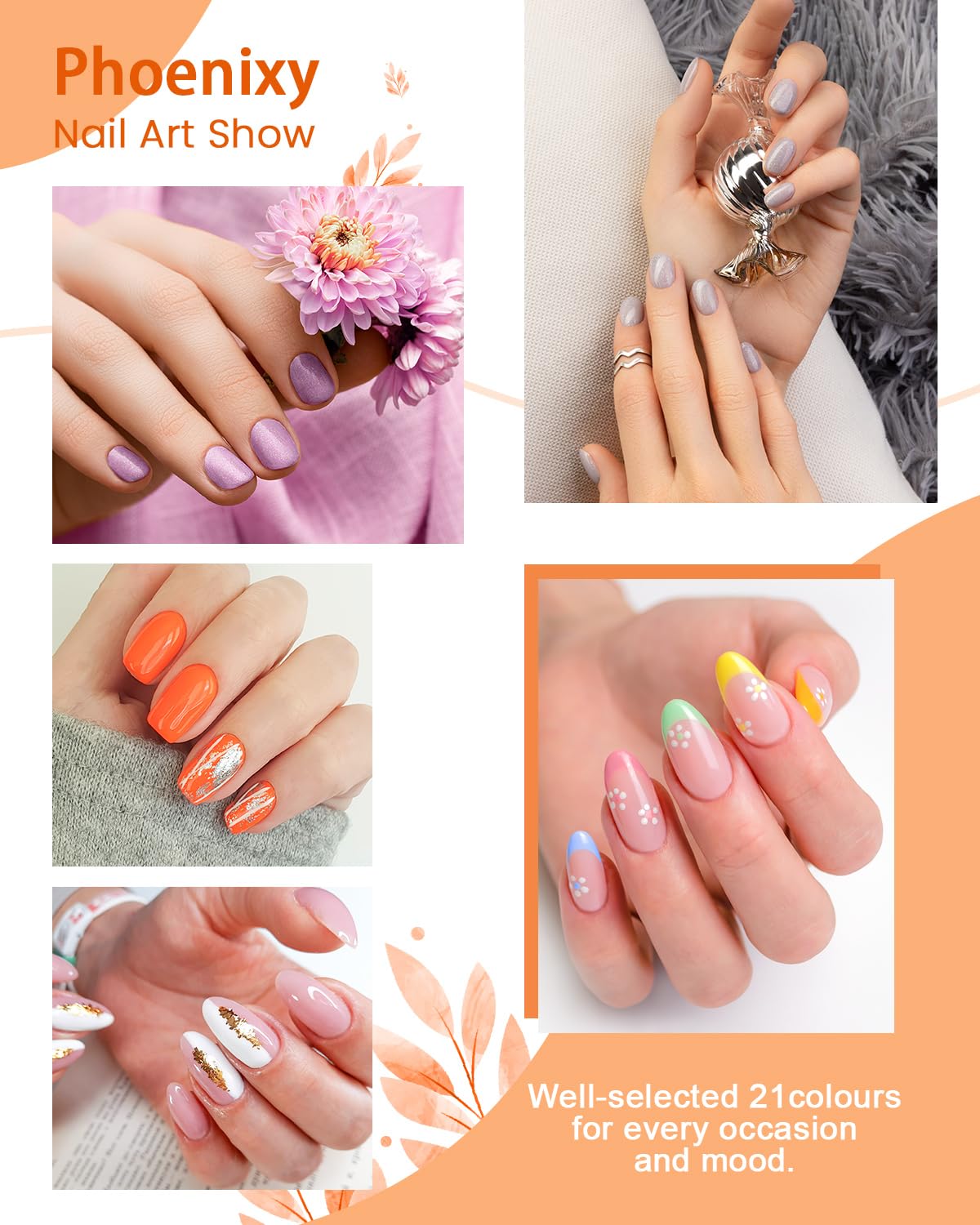 Gel Nail Polish Set - Phoenixy 24pcs 8ml UV Gel Nail Polish Starter Kit Soak-off Gel Polish Nail Varnish Sets Nails Polishes with Base and Top Coat Gifts for Women