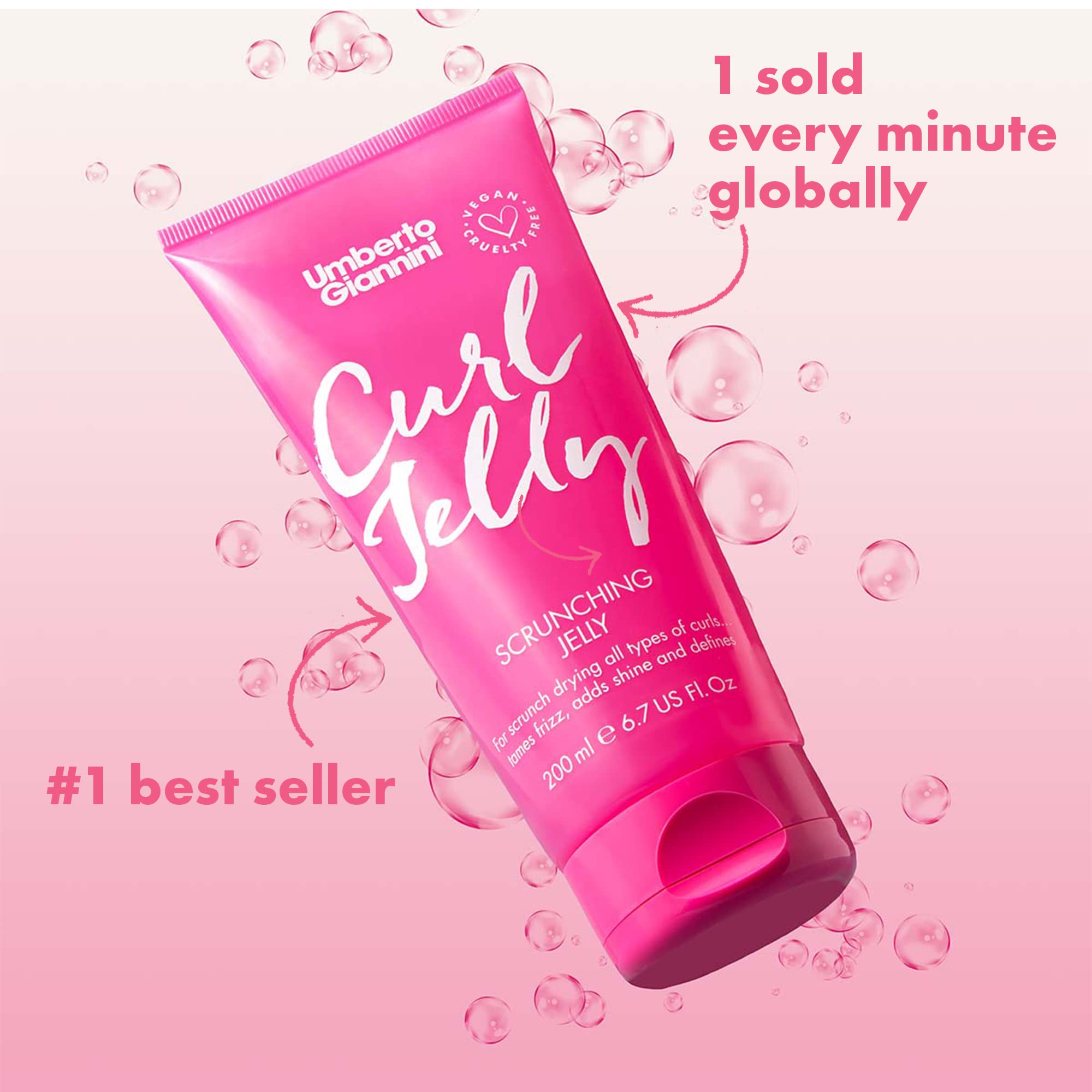Umberto Giannini Curl Jelly Starter Kit - 3 x 50ml Curl Scrunching Jelly, Curl Jelly Wash Shampoo & Curl Jelly Care Conditioner