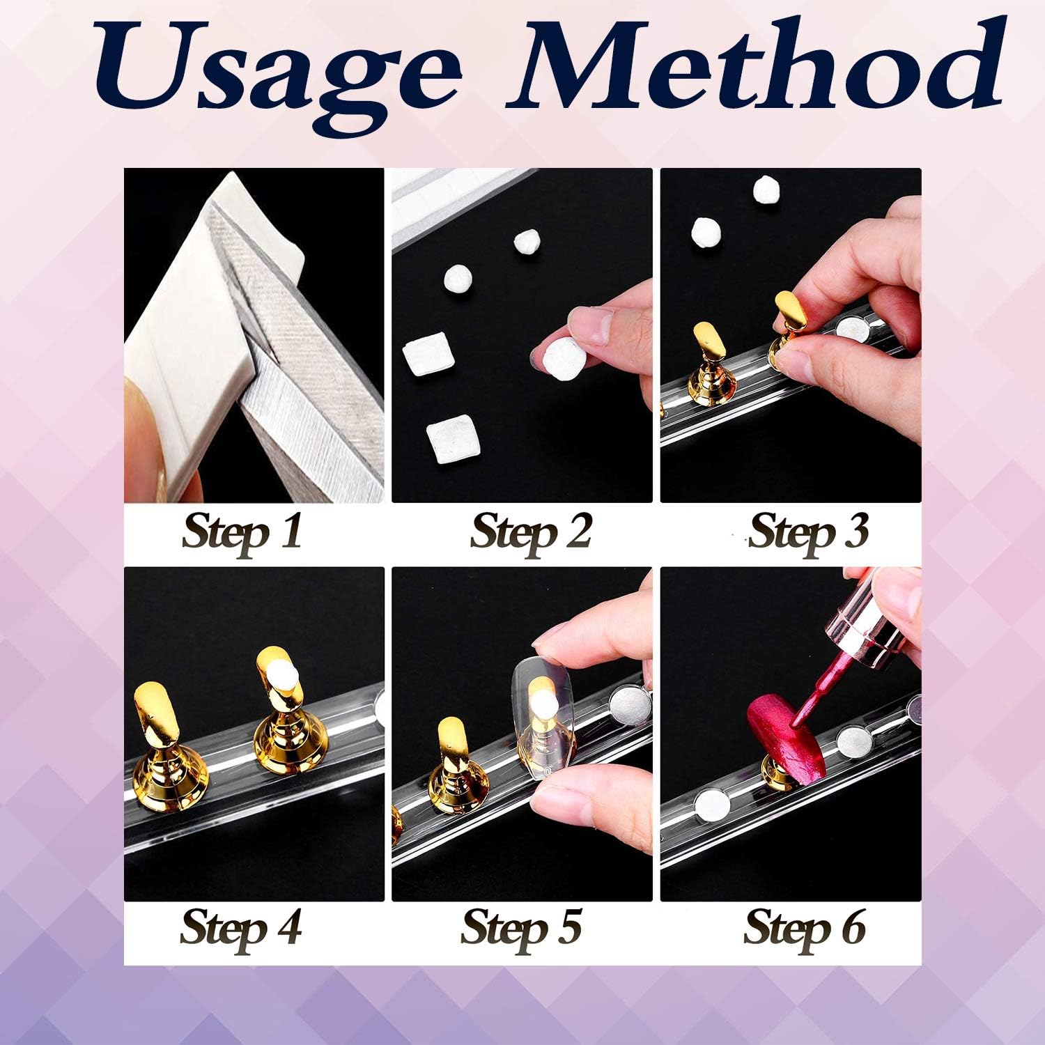 Rotupap 2 Sets Nail Stand Display - Magnetic Nail Tips Stand - Acrylic Nail Art Practice Stands - Acrylic Nail Display Stand,Nail Practice Holders,Nail Stands for Painting Nails for Homes and Salons