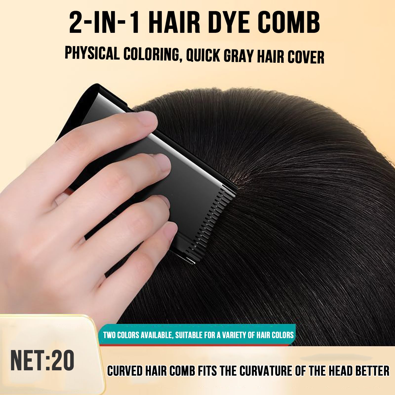 Safe and Convenient Comb Hair Dye, 2 in 1 Instant Black Hair Colour Stick with Comb Applicator,Sweat-Proof Hair Dye Stick for Gray Hair Coverage,Portable Hair Concealer for Women & Men (Black, 01#)