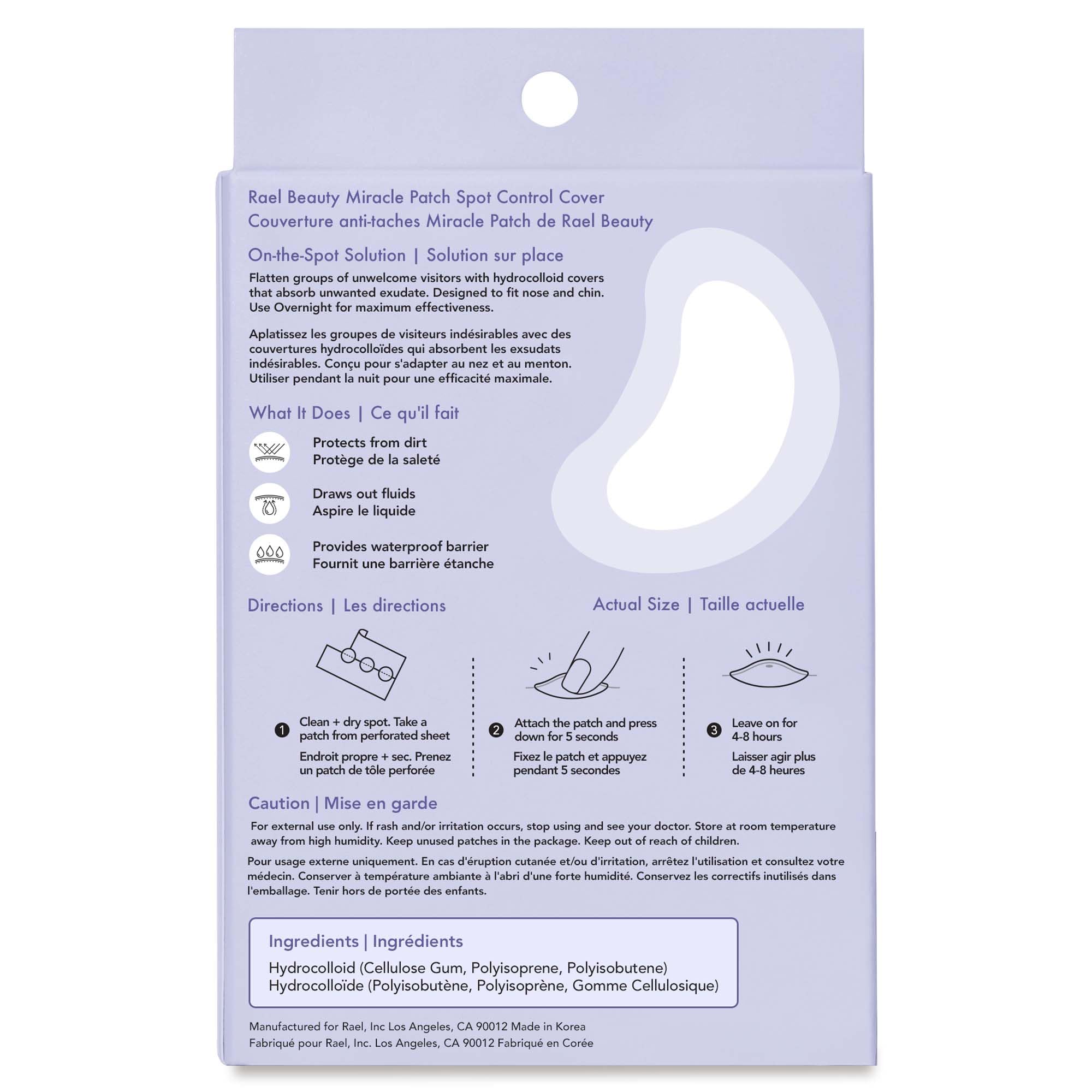 Rael Pimple Patches, Miracle Large Spot Control Cover - Large Size for Chin Cheek Nose, Korean Skincare, Hydrocolloid Acne Spot Treatment Patch, Vegan & Cruelty Free (10 Count)