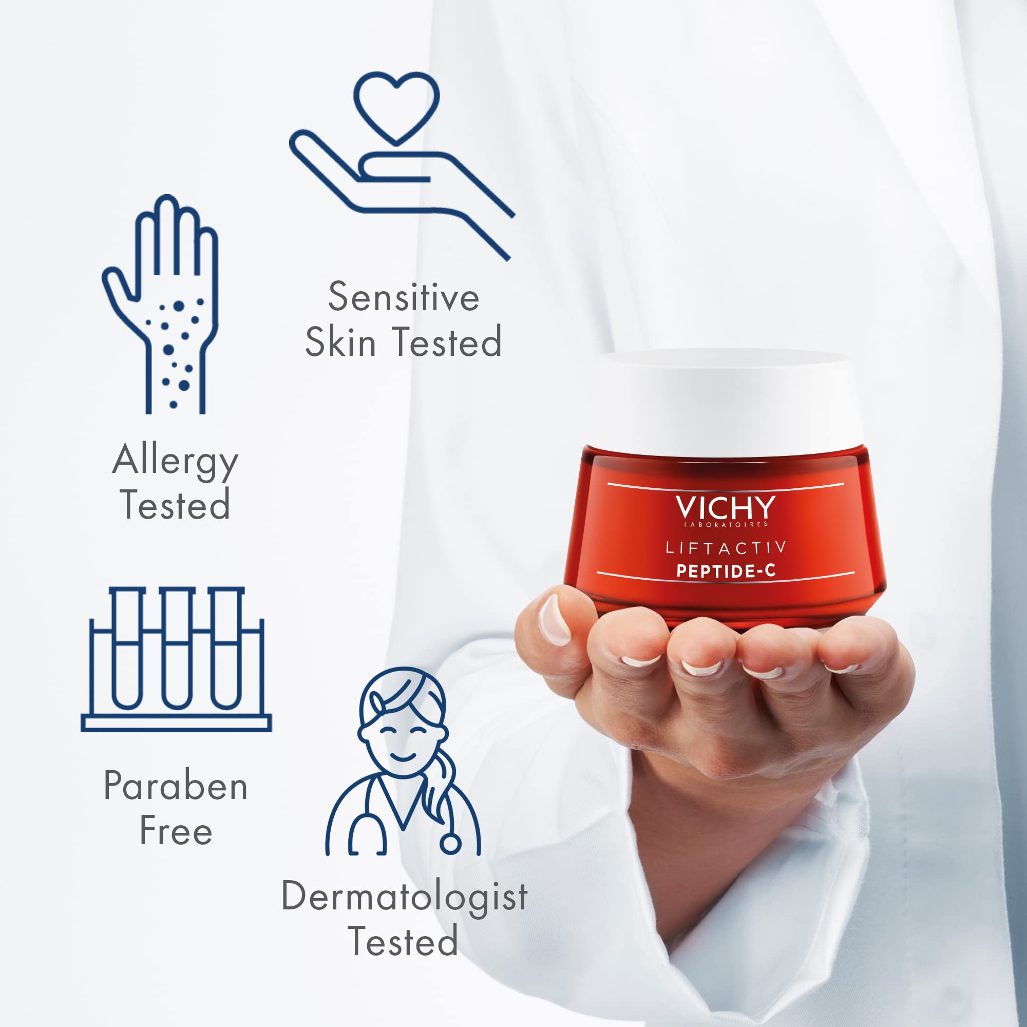 VICHY LiftActiv Peptide-C Anti Aging Moisturizer, Vitamin C Face Cream with Peptides, Anti Aging Wrinkle Cream, Skin Brightening, Paraben Free, 1.69 Fl Oz