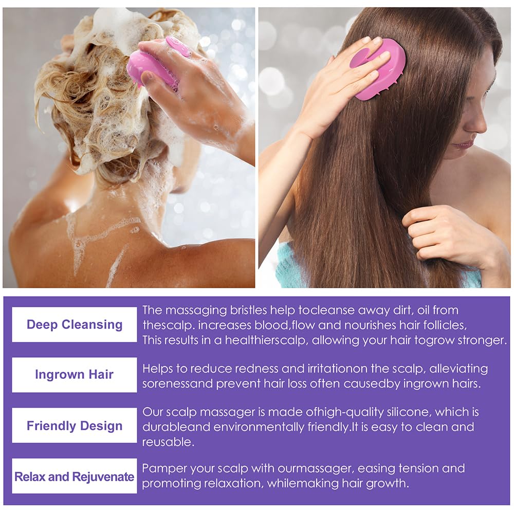 Sulphate Free Rosemary Oil Biotin Shampoo w/Scalp Massager & Argan Castor Oil Keratin Rice Water Conditioner Sets for Women's Hair Growth & Thickening - 2 in 1 Set