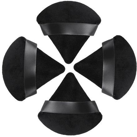 Powder Puff Makeup Puff Triangle Powder Puff Reusable Triangle Sponges with Strap for Loose Powder Cosmetic Foundation Wet Dry Makeup (Black)
