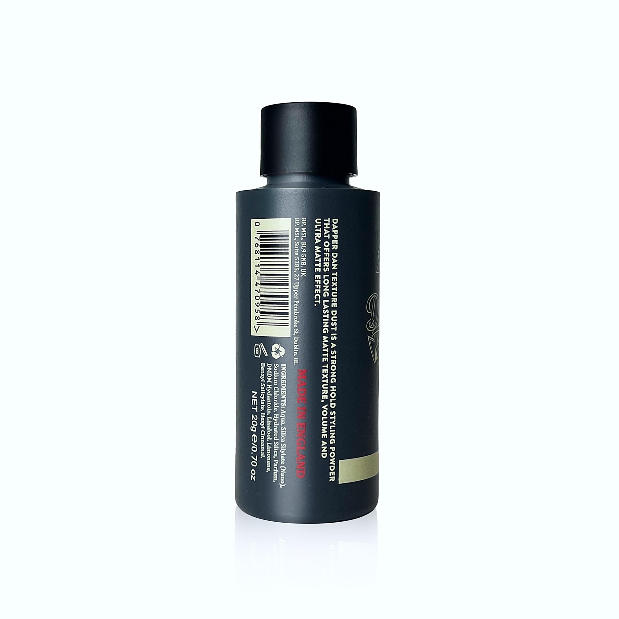 Dapper Dan Ultra Matte Texture Dust, Hair Volumising Texture Powder For Men, Adds Volume and Texture, High Hold Hair Styling Powder, Citrus Cologne Scent, 1 x 20g