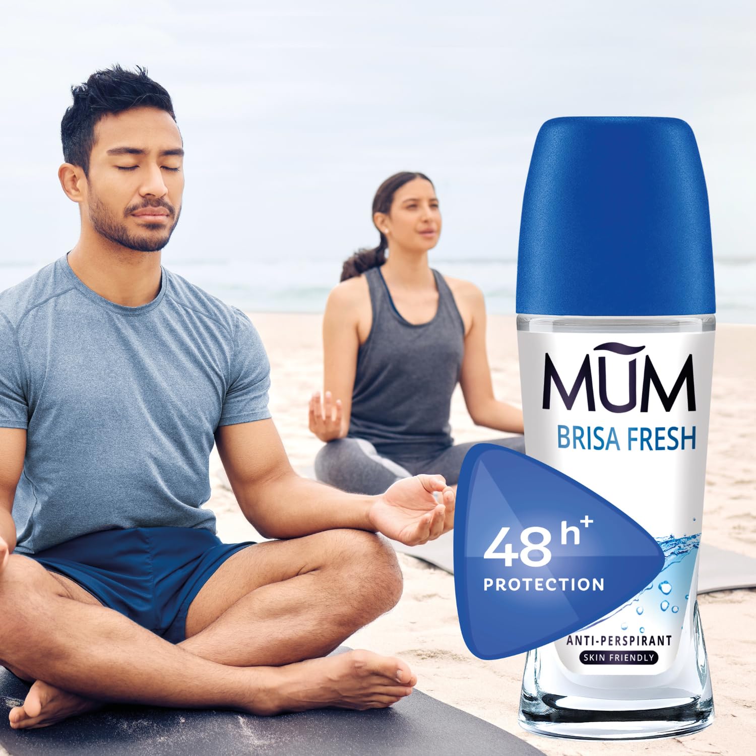 Mum Brisa Fresh Roll On Deodorant, 48 Hours Plus Protection, Anti-Perspirant, Vegan, Sustainable Glass Bottle, Alcohol Free Womens Mens Deodorant, Fresh Breeze Fragrance, 50 ml, Pack of 6