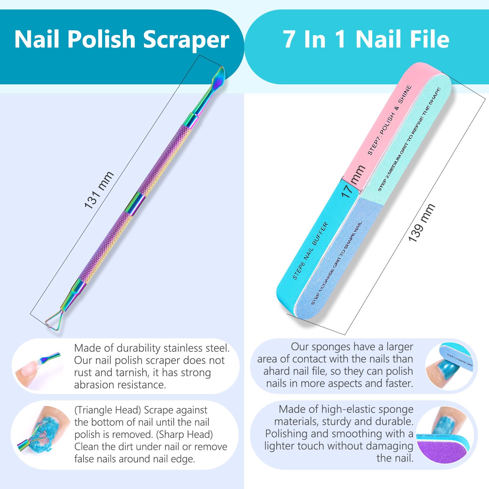 ATOANY Gel Polish Remover 15ml With File & Scraper - Professional, Easy & Quick Removal in 3-5 Minutes - Gentle on Nails