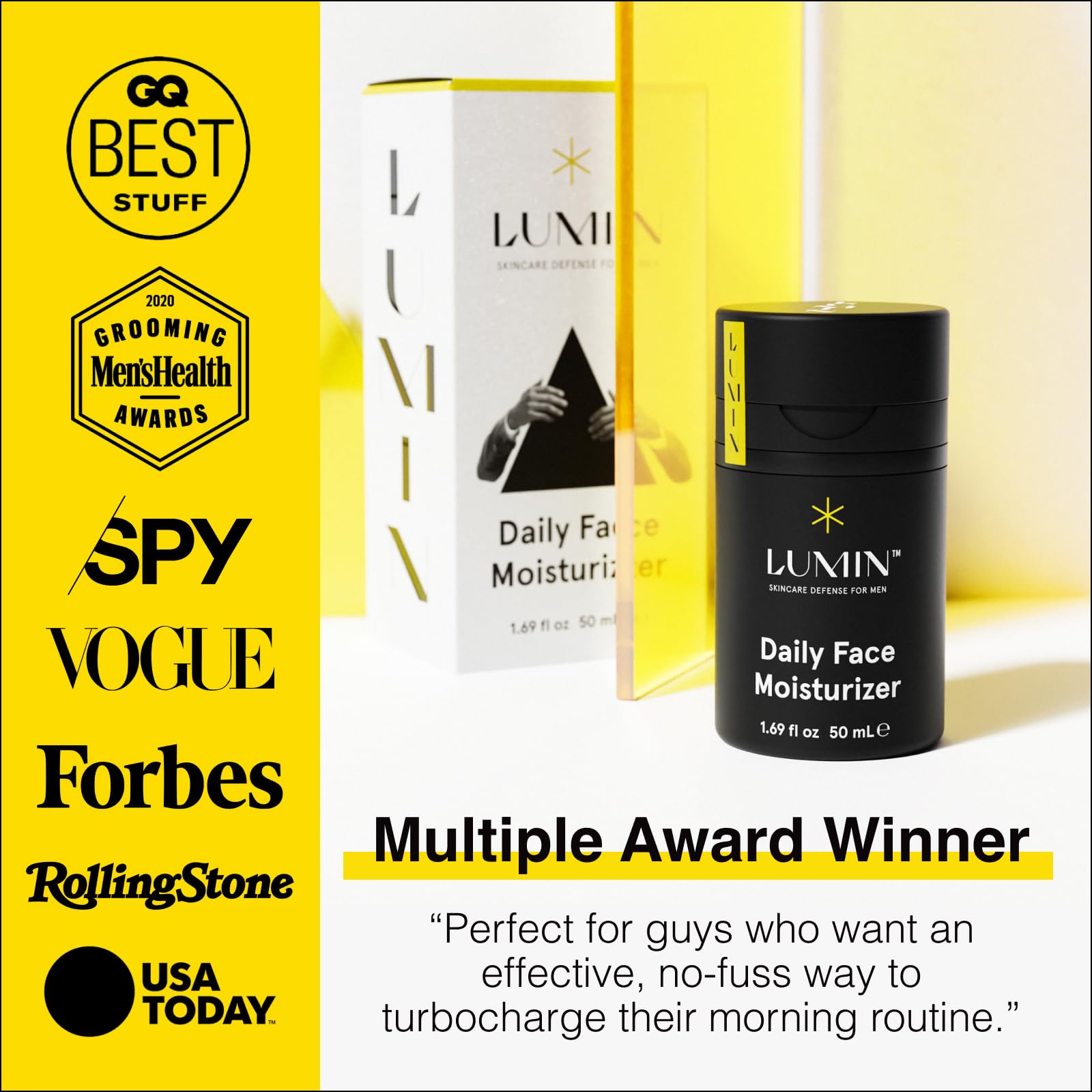 Lumin - Daily Face Moisturizer for Men - Mens Face Lotion, Men's Skin Care, Ideal for normal & combination skin, 50ml, 1-Pack