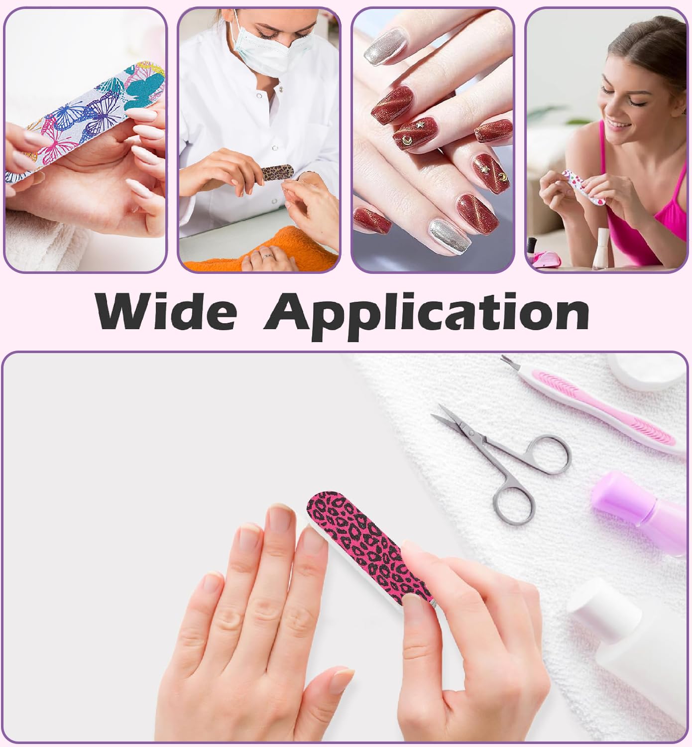 VIKKI 20PCS Wood Nail Files, Double Sided Mini Emery Board 180/240 Grit, Colorful Floral Fingernail Buffering Files, Manicure Tools, Nail Styling Tools, Pet Grooming Tools