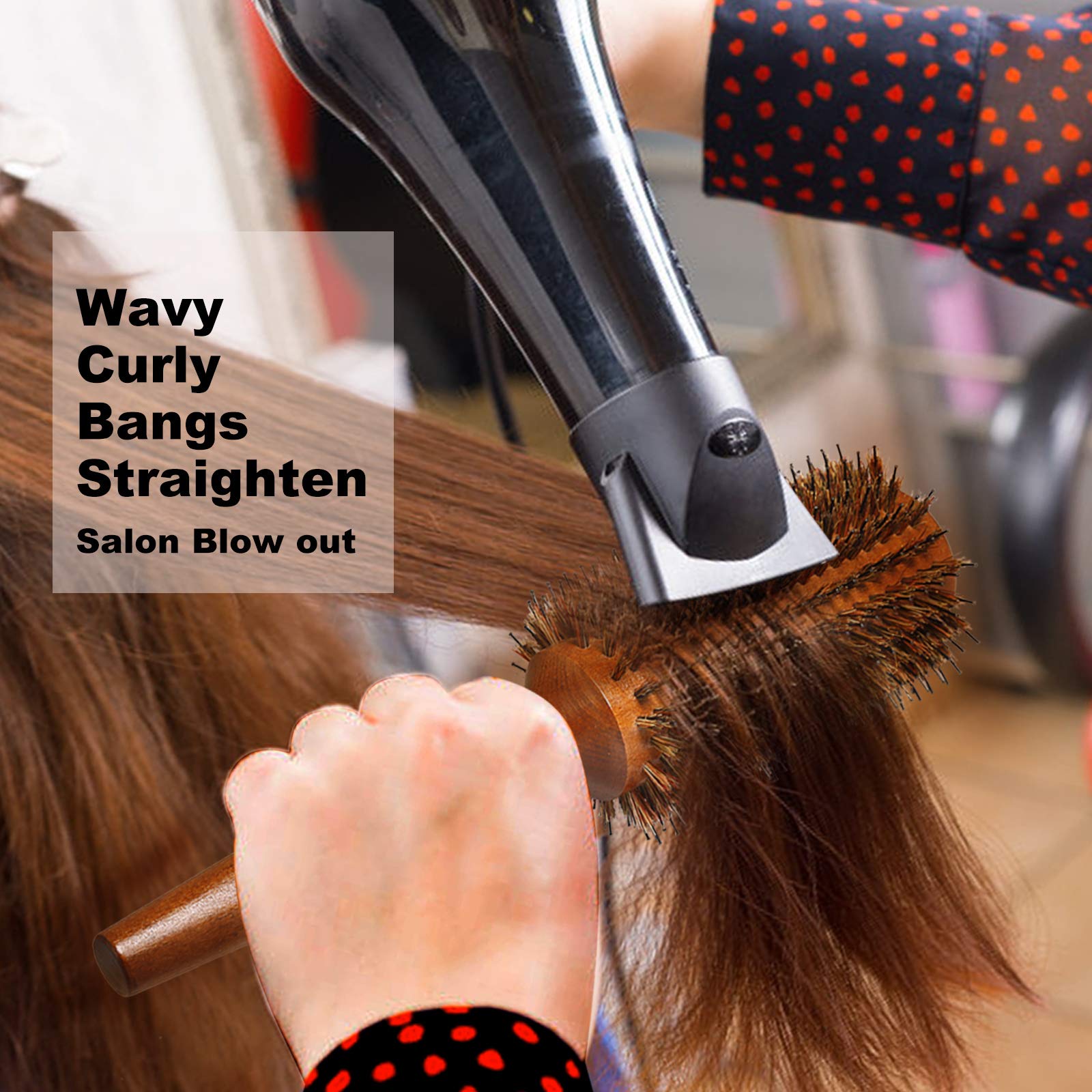 BESTOOL Round Brush for Blow Drying, Boar Bristle Round Hair Brush with Wooden Barrel, Large Round Styling Brush for Women & Men, Straightening, Curling, Adding Shine or Volume (2.8 Inch)