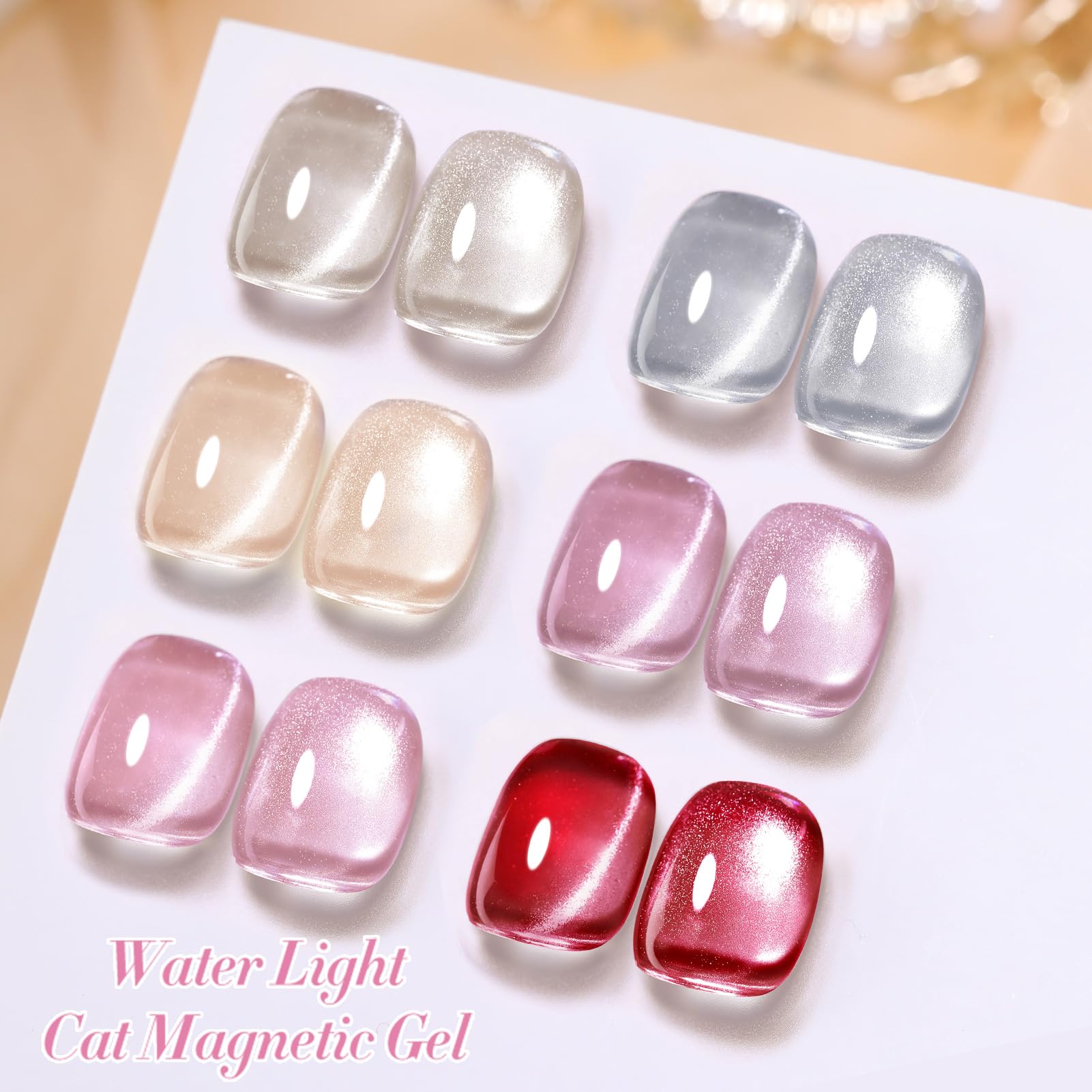 BORN PRETTY Magnetic Gel Nail Polish Jelly Translucent Polish Glitter Shimmer Pearl Auroras U V Gel 6 Colours Pink Nude Nail Lamp Varnish Manicure Kit for Women Gift Set