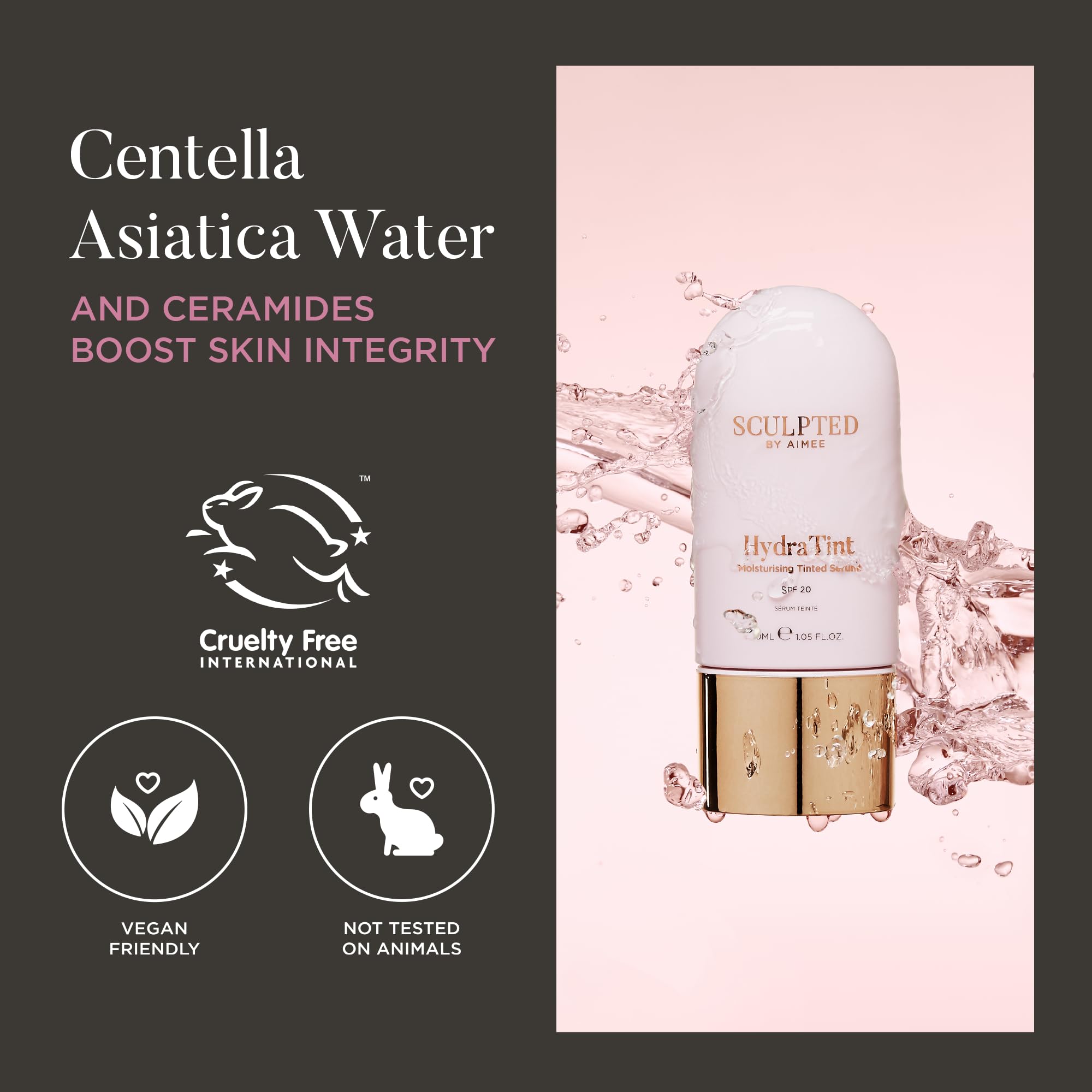 HydraTint Moisturising Tinted Serum from Sculpted by Aimee - 30ml 2-in-1 Makeup and Skin-Perfecting Skincare Tinted Moisturiser & Serum Foundation with SPF 20, Hyaluronic Acid & Ceramides