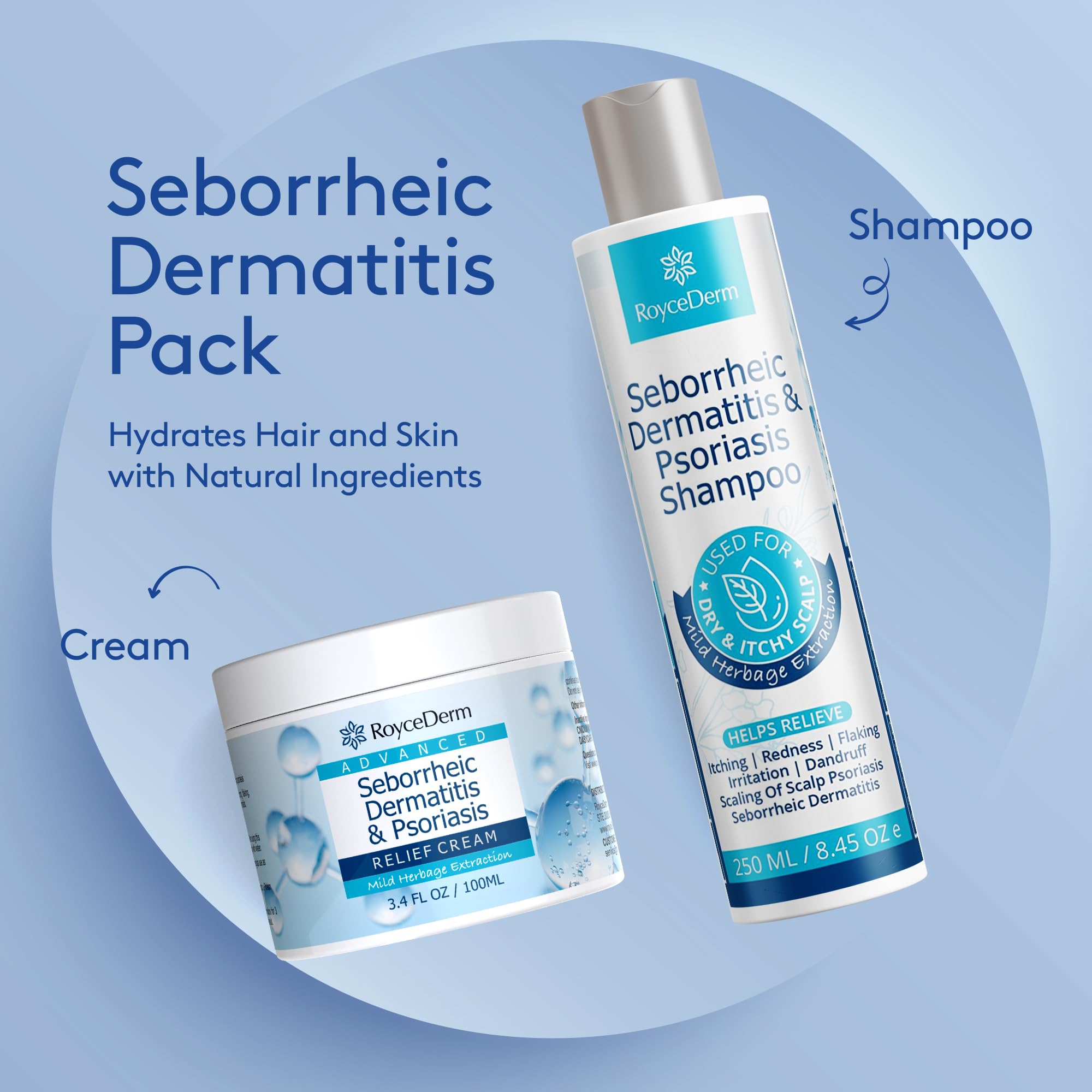 Seborrheic Dermatitis & Psoriasis Cream, Scalp Relief for Psoriasis, Folliculitis, Dry Scalp, Dandruff, Seborrheic Dermatitis, Anti-Itch Cream, Provides Soothing Relief