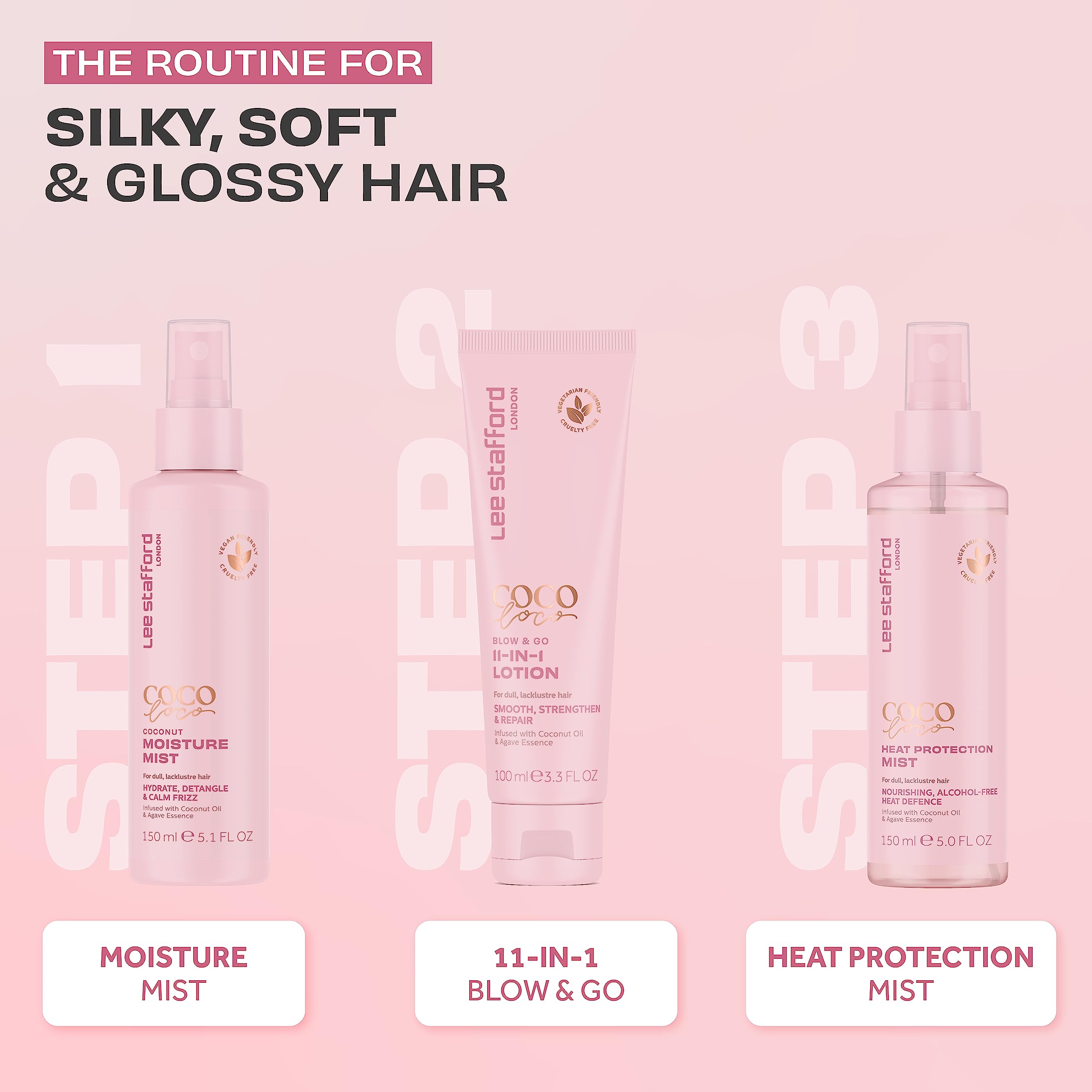 Lee Stafford Heat Protectant Spray | Coco Loco Collection - Lightweight, Frizz Control Thermal Defense Shine Mist for Daily Use, Flat Iron & Blow Dry Safe, Coconut Scented, 6.7 Fl Oz