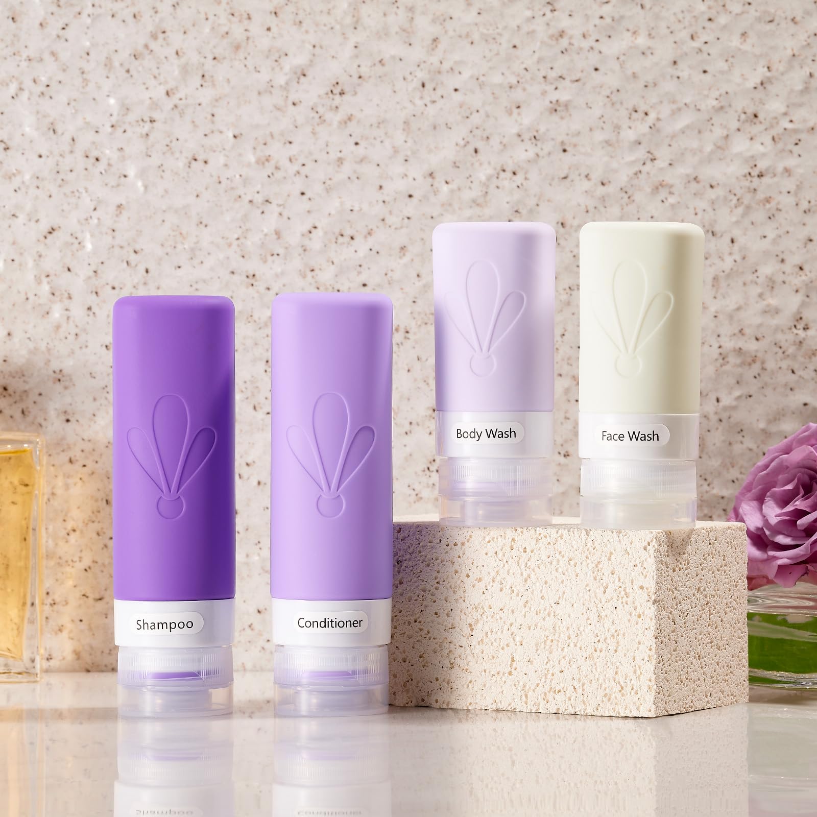 INSFIT 17 Pack Travel Bottles for Toiletries, CAA Approved Travel Size Containers with Labels, BPA Free Leak Proof Squeezable Silicone Tubes for Shampoo Conditioner Lotion Body Wash