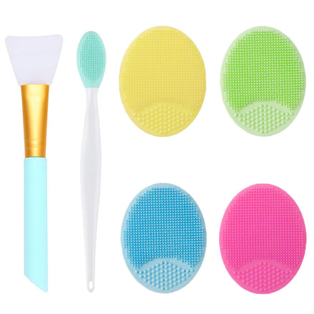 OBSCYON 4 Pcs Manual Silicone Face Scrubber Facial Cleansing Brush,1 Pcs Silicone Exfoliating Lip Brush Nose Cleaning Brush and 1 Pcs Face Mask Brush for Facial Skin Care