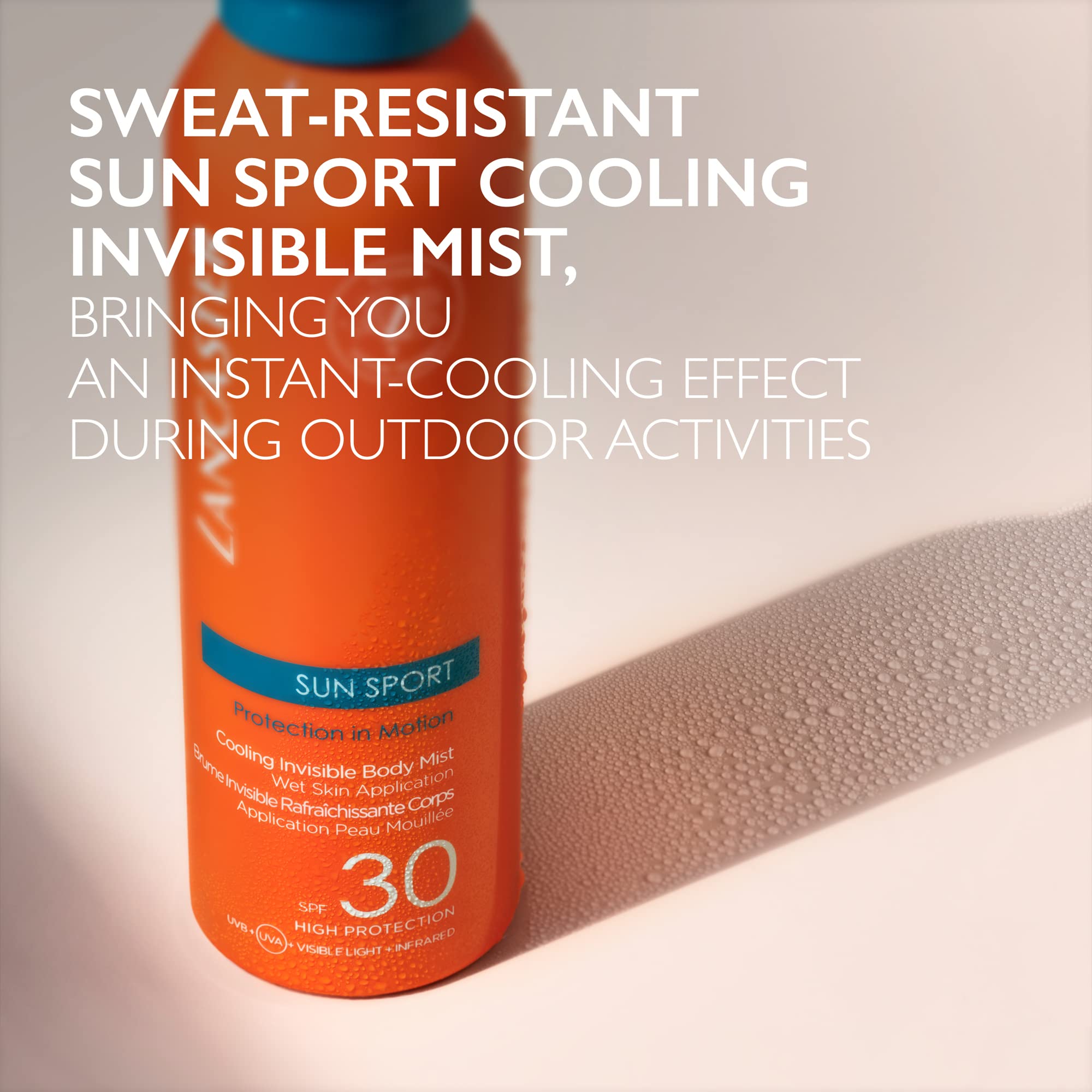 Lancaster Sun Sport Cooling Invisible Body Mist SPF30 200ml | Invisible Sunscreen For Body | Broad Spectrum Sun Protection | Sweat Resistant Spray
