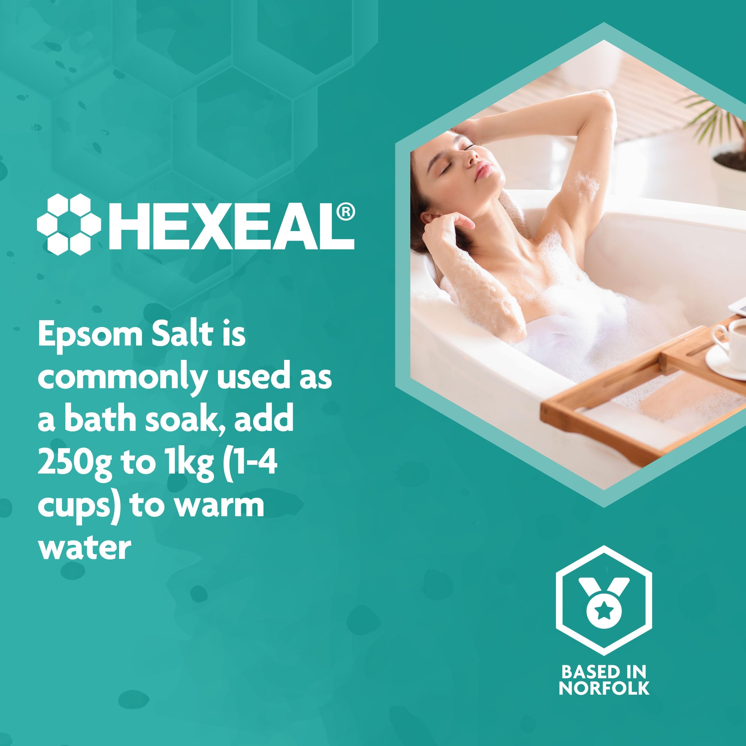 Hexeal Epsom Salt 25kg – 25kg Bag of Food Grade Magnesium Sulphate for Bathing, Gardening & Household Use – Suitable for Personal Care, Soil Enrichment, and More