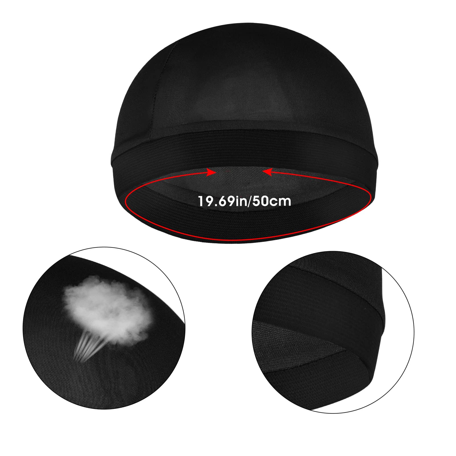 Sibba 3 Pieces Unisex Satin Silky Wave Caps 360 540 720 Wave Elastic Band Silky Durag Headwear Stockings Wig Beanie Cap Soft Breathable Skullies Beanies Cap for Sleeping Shower Black