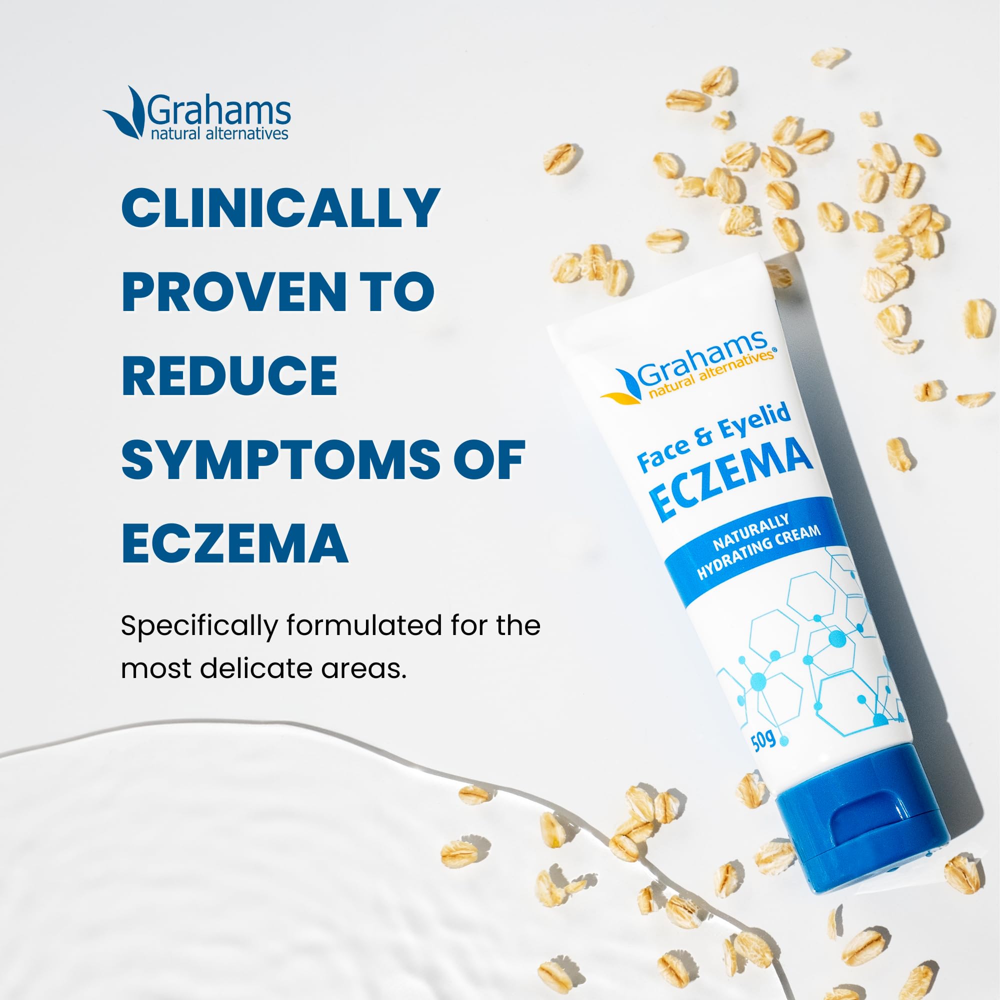 Grahams Natural Face & Eyelid Eczema Cream - Face Cream for Eczema, Dermatitis & Itch Relief - with Colloidal Oatmeal for Dry Skin, Redness & Inflammation | Hypoallergenic & Steroid-Free (100g)