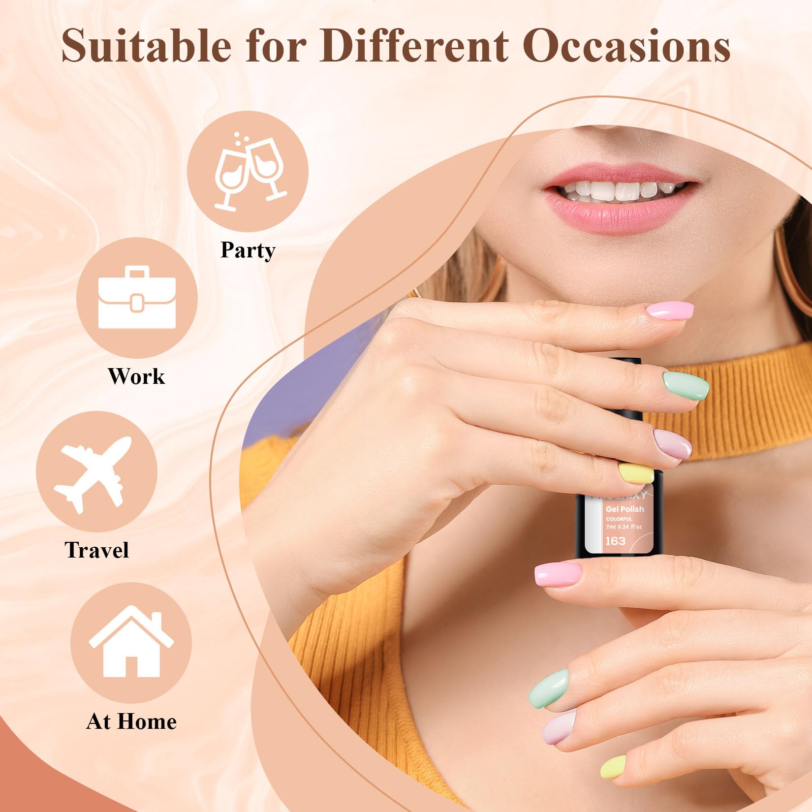 Phoenixy Gel Nail Polish Set - 50pcs UV Nail Polishes 7ml Nail Varnish with Base Top Matte Glitter Coat Gel Polish Set Nail Varnish Sets Gift for Women