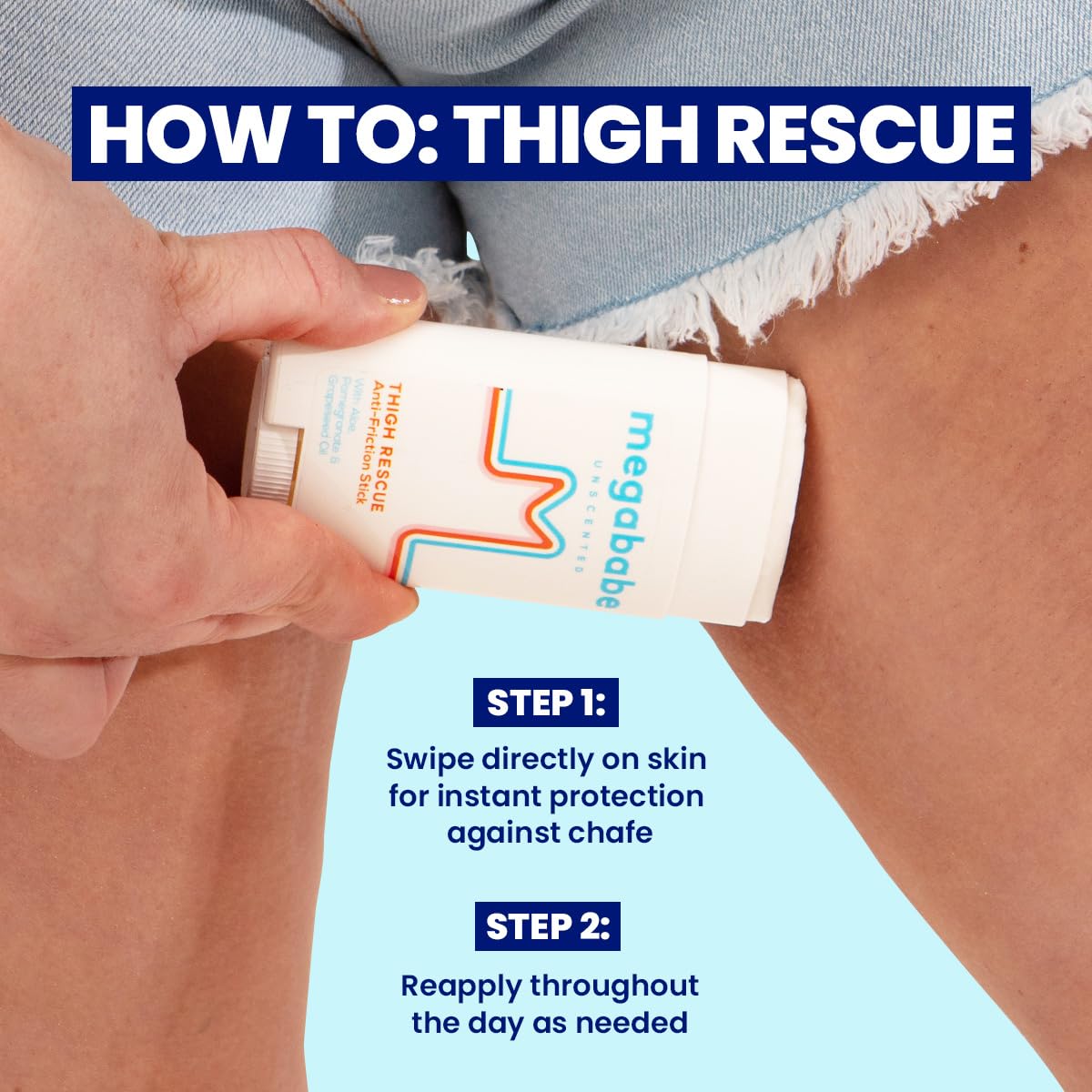 Megababe Unscented Anti-Chafing Sticks to Save Thigh | Prevents Friction and Skin Irritation | Thighs, Arms, Bra Lines and More | 50ml
