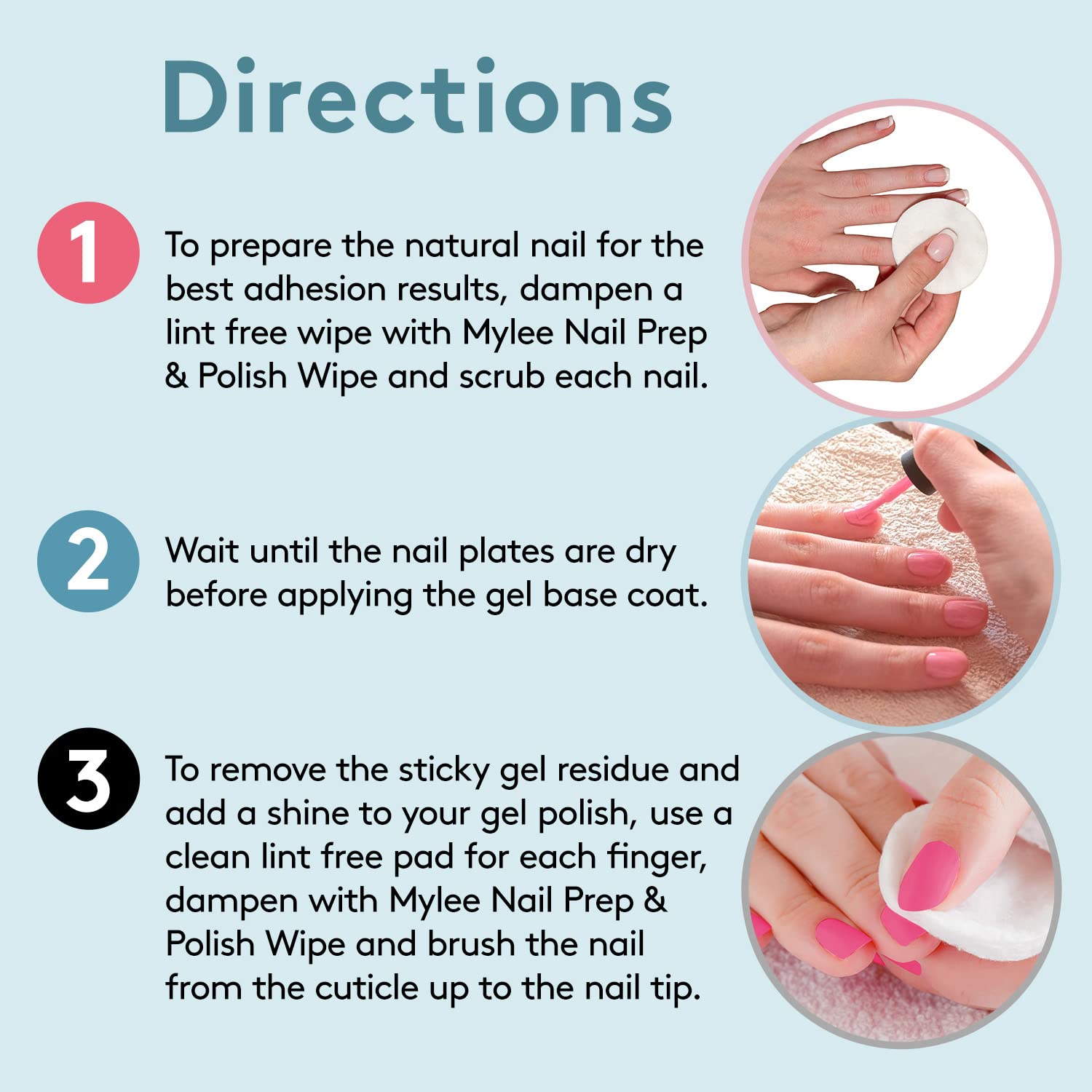 MYGEL Top & Base With Mylee Prep Wipe & Remover UV LED Nail Gel Polish Kit Soak Off