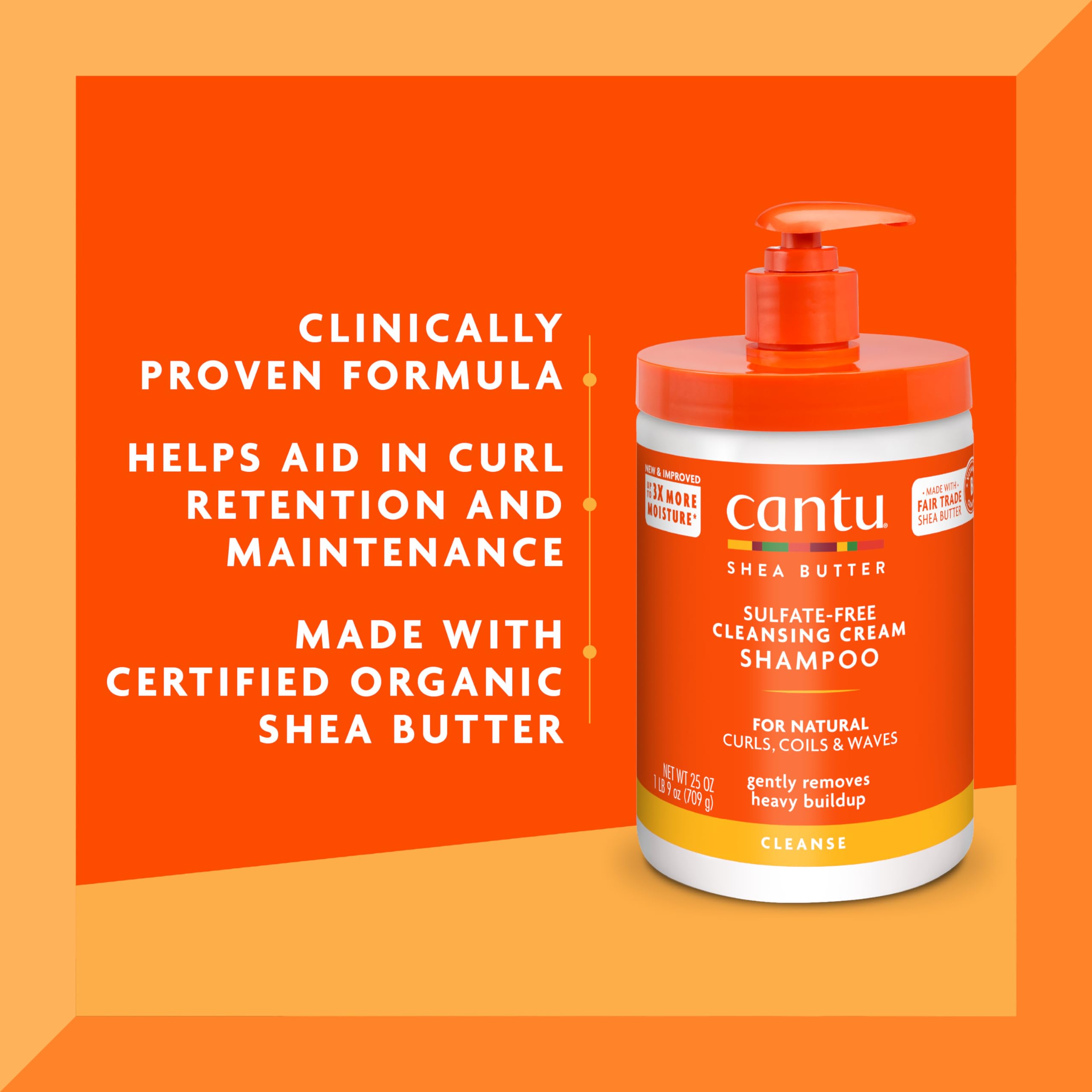 Cantu Sulfate-Free Cleansing Cream Shampoo with Shea Butter for Natural Hair, 25 fl oz