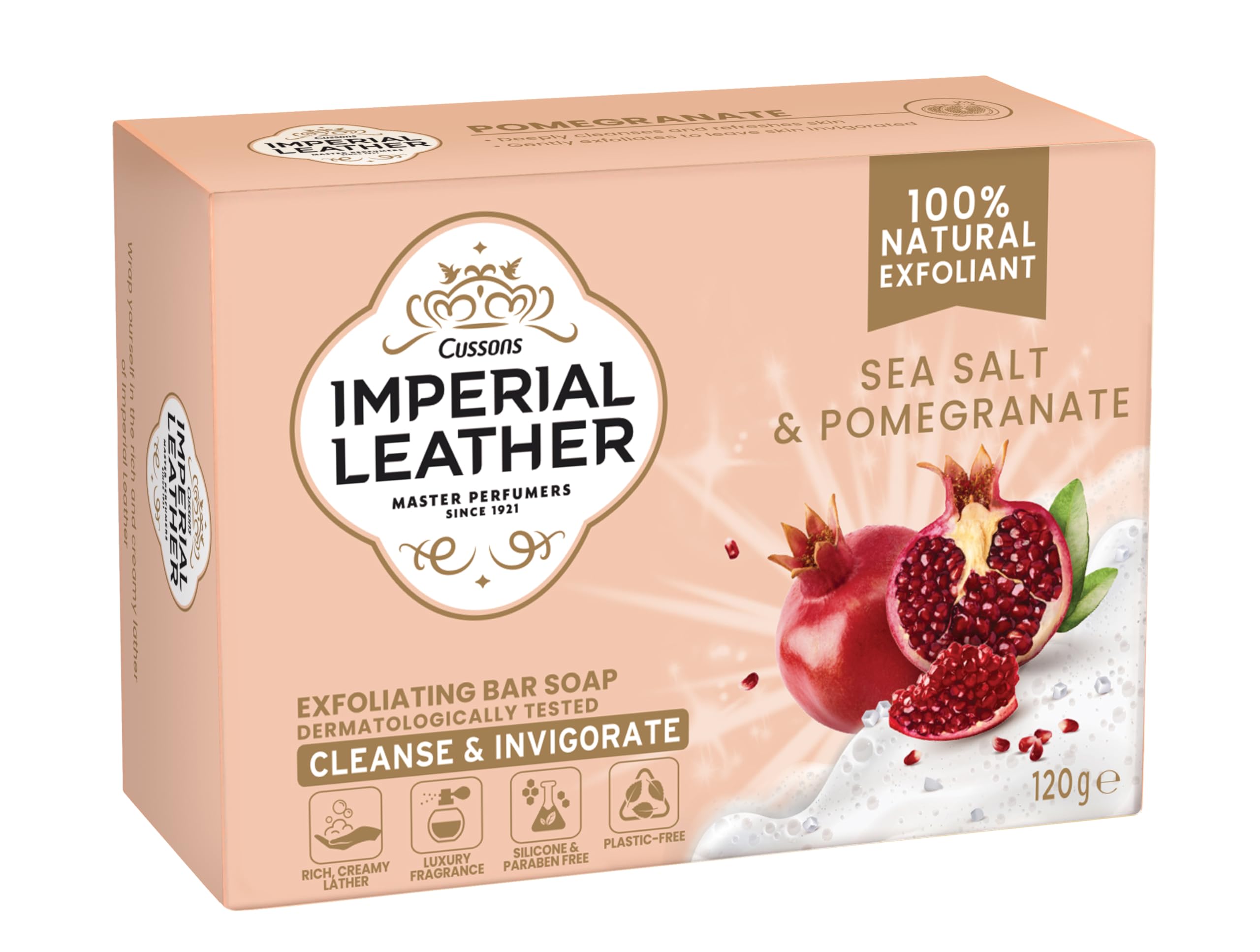 Imperial Leather Pomegranate & Sea Salt Exfoliating Bar Soap, Bulk Buy, Pack 12 x 120g