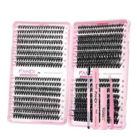 Individual Eyelashes Cluster Lashes Kit 40D+50D+60D+80D Lashes Individual Cluster Kit 8-16MM Lash Cluster Kit with Lash Bond and Seal Tweezers Remover Brush lash Extension Kit DIY at Home(C02 KIT)
