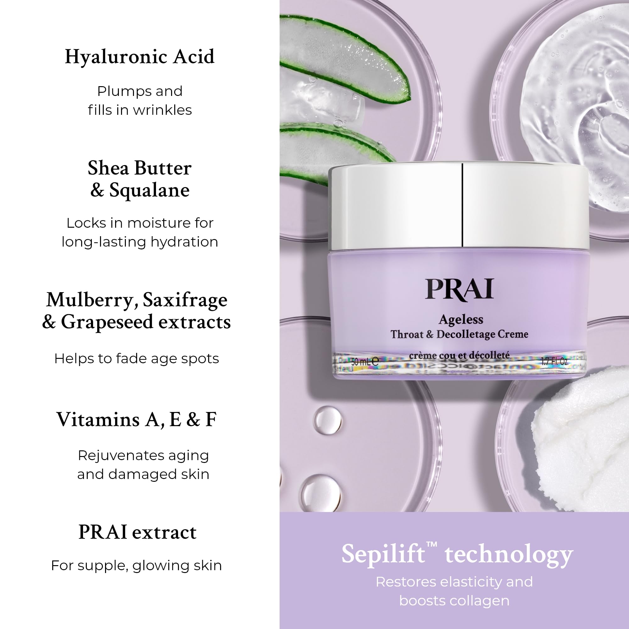 PRAI Ageless Throat & Decolletage Creme 30ml - Anti-Ageing, Collagen Boosting Skincare Cream - Tightens & Firms Skin, Reduces Wrinkles - Luxury Neck Moisturiser With Hyaluronic Acid - 7 Day Results